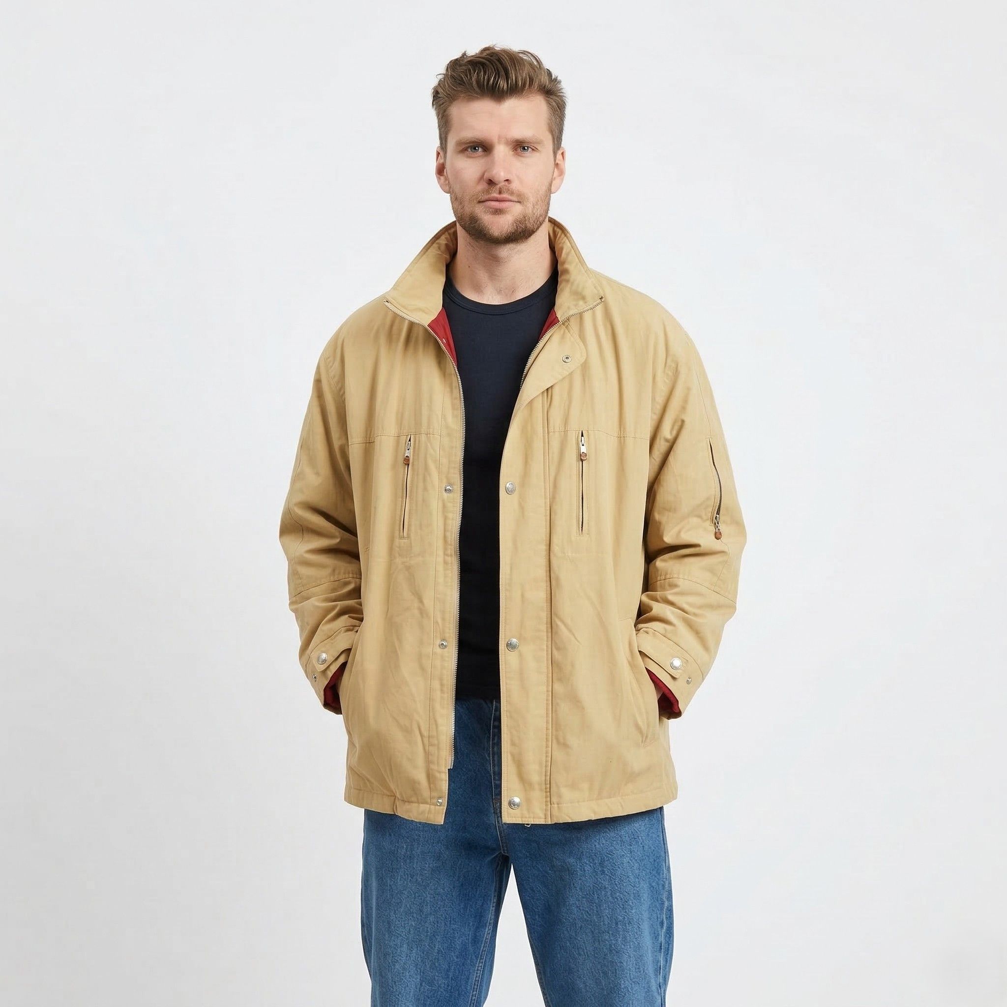 Bugatti Bugatti Gore-Tex Men 27 XL Jacket Camel Full Zipper 1630 Size US XL / EU 56 / 4 - 1 Thumbnail
