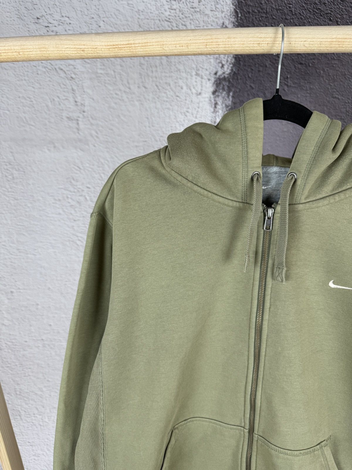 Nike × Vintage Nike vintage Y2K khaki green small logo hoodie swoosh drill Size US XL / EU 56 / 4 - 3 Thumbnail