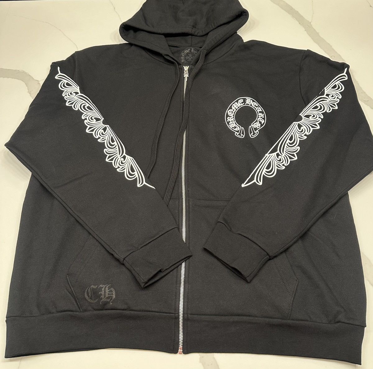 Chrome Hearts Horseshoe Floral Zip Up Hoodie | Grailed