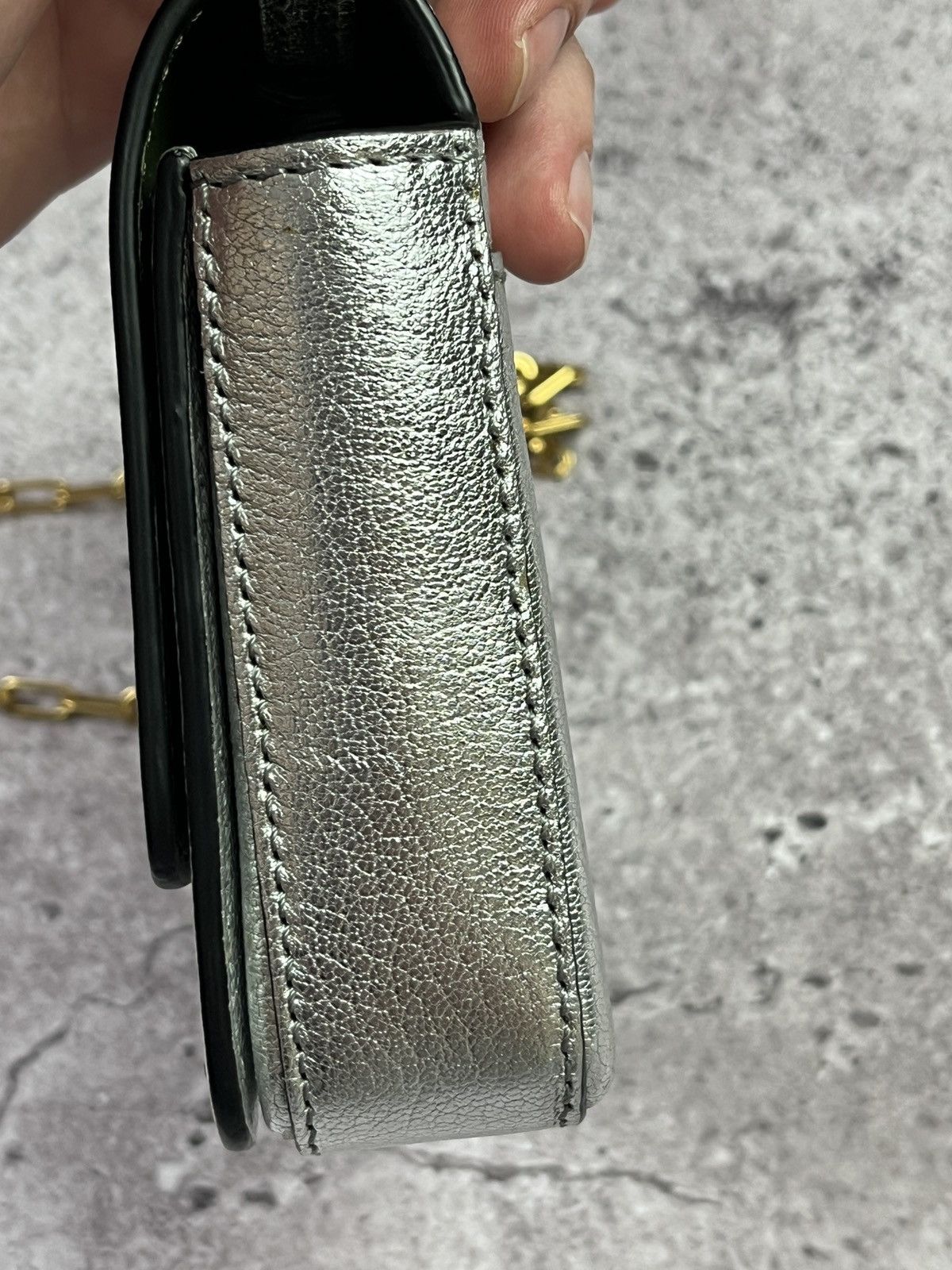 Burberry Metallic Silver D-Ring Leather Chain Small Shoulder Bag Size ONE SIZE - 8 Thumbnail