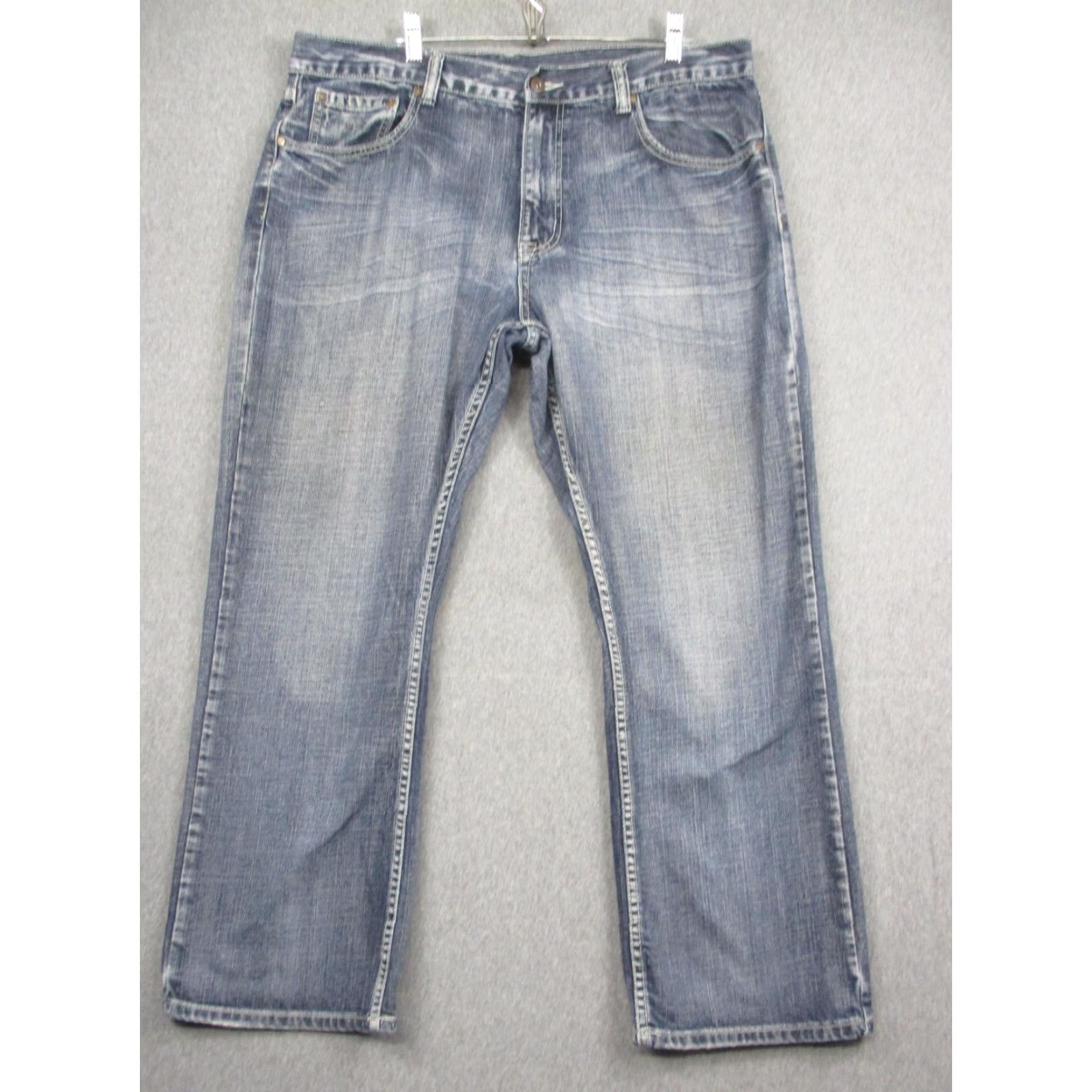 Denime Flypaper Jeans Mens 38x30 Blue Bootcut Denim Distressed Faded Wash Casual Pants Mens Size US 38 / EU 54 - 2 Thumbnail