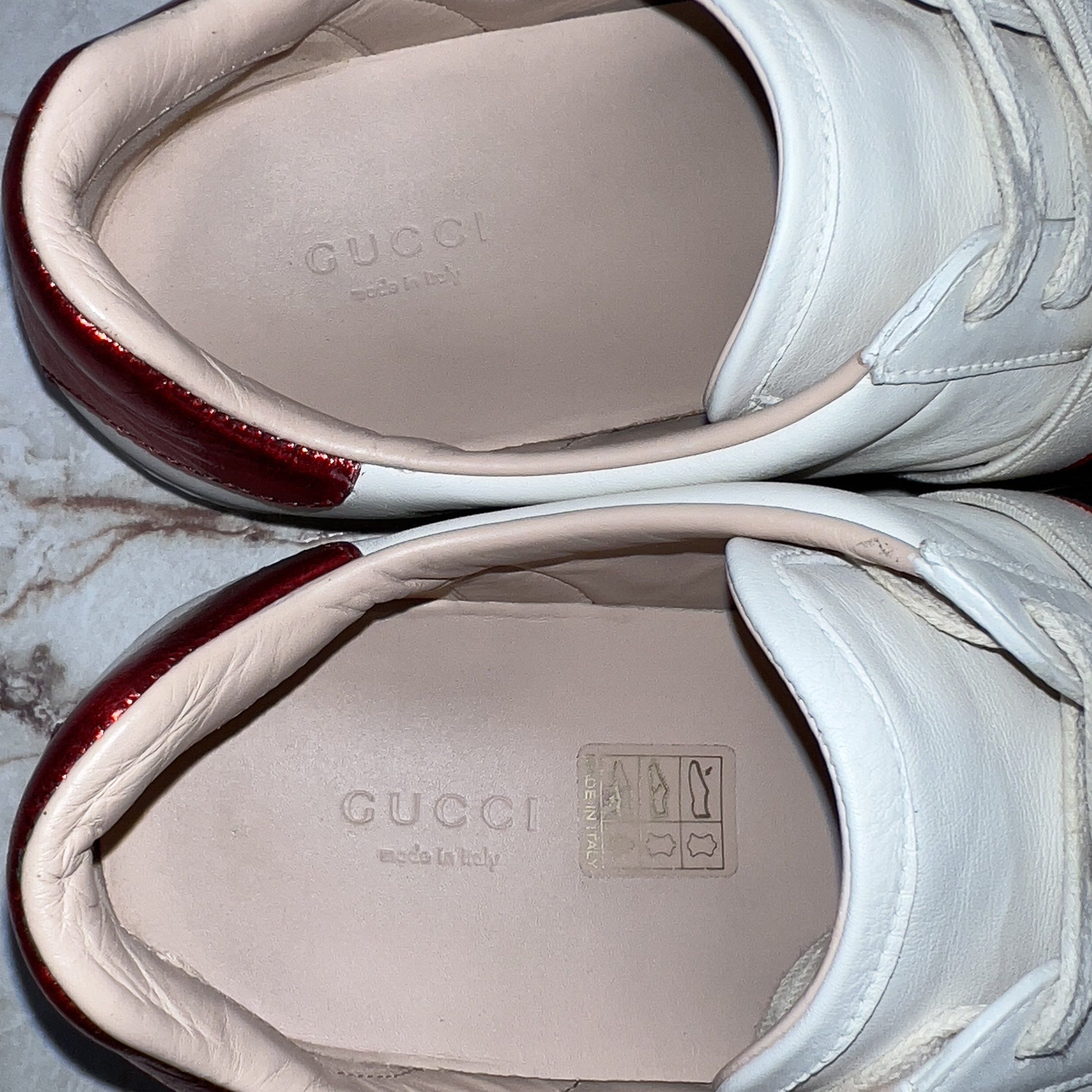Gucci Authentic Ace Stripe Logo Sneaker Red Beige Leather Size US 8.5 / IT 38.5 - 9 Thumbnail