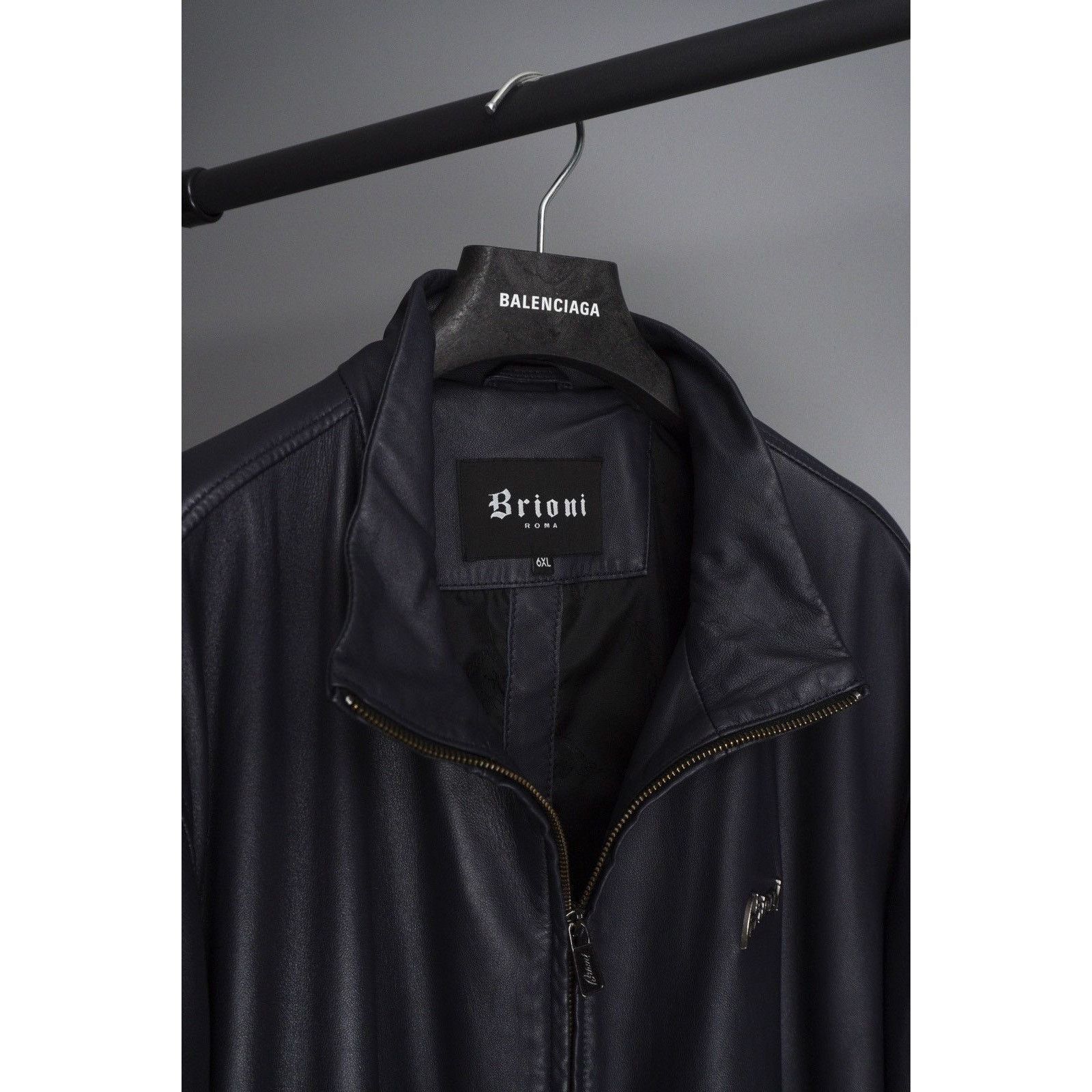 Brioni Brioni dark blue leather jacket Size US XL / EU 56 / 4 - 9 Thumbnail