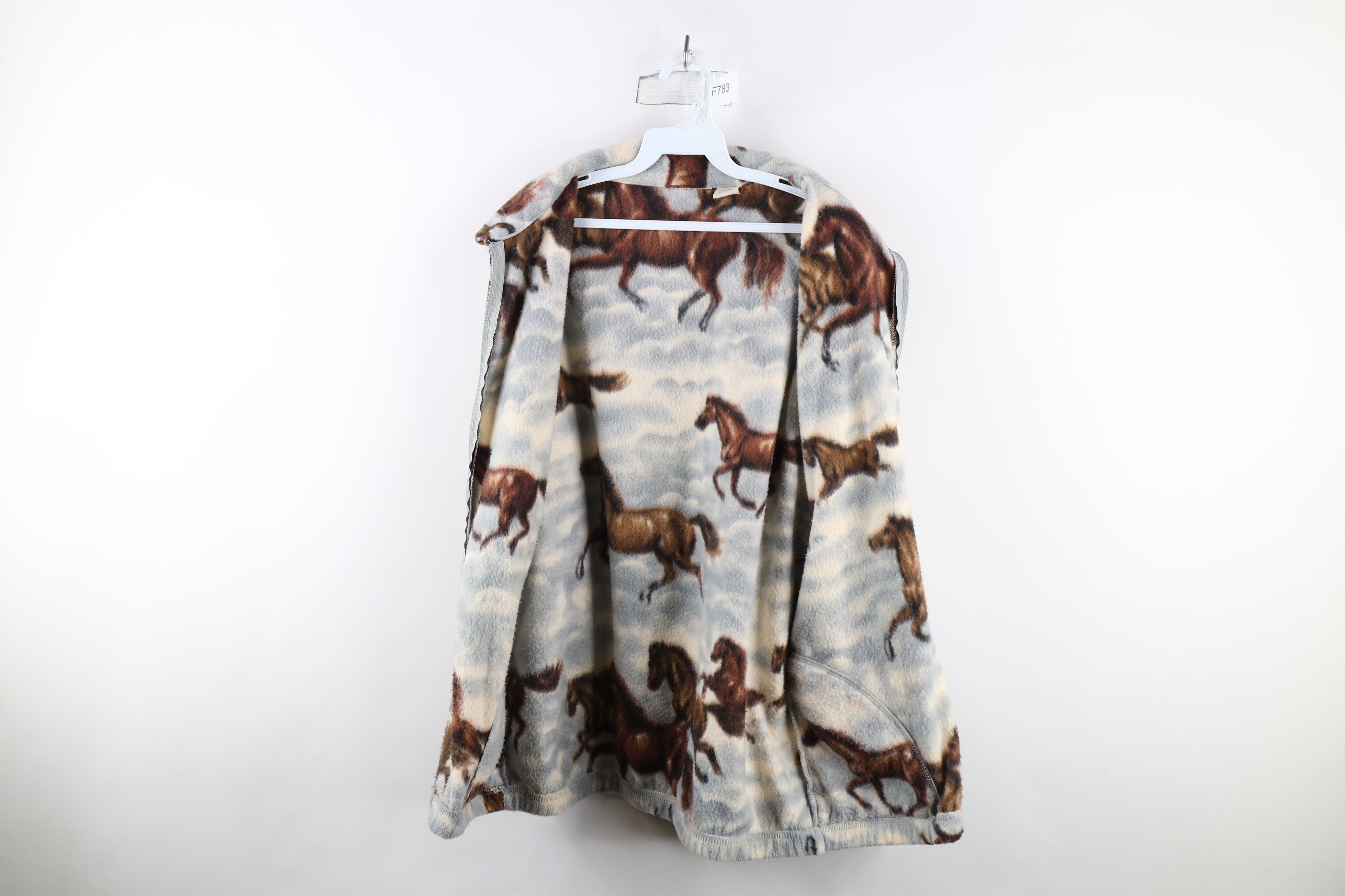 Vintage Vintage 90s Streetwear Equestrian Over Print Fleece Jacket Size XL / US 12-14 / IT 48-50 - 10 Thumbnail