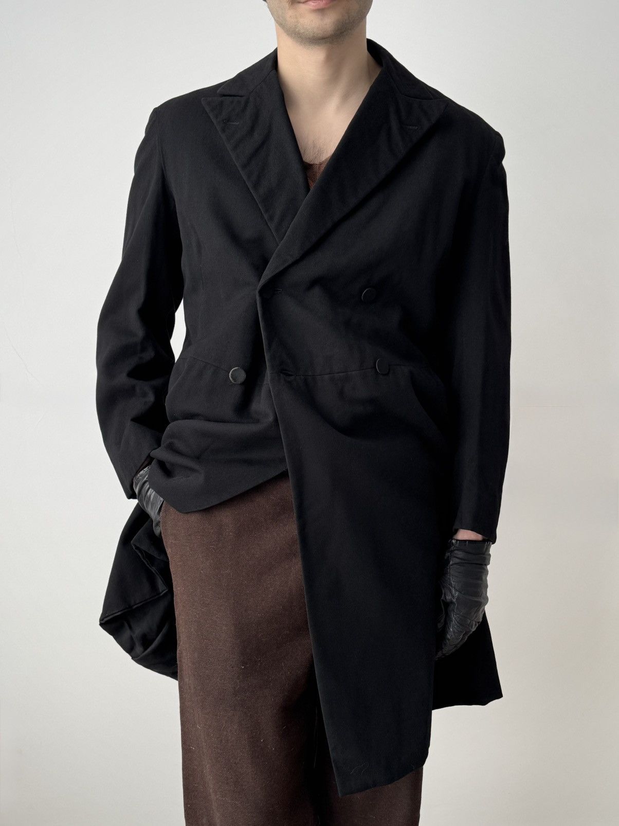 Vintage 1930s European Black Wool Frock Coat Size US M / EU 48-50 / 2 - 2 Thumbnail