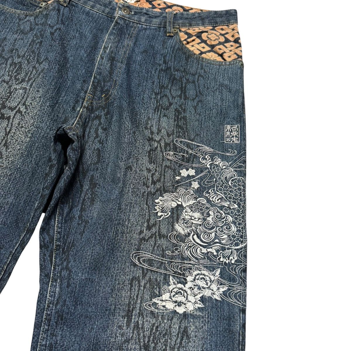 Karakuri Tamashii Vintage Karakuri Tamashii Denim Embroidery Dragon Snake Skin Size US 36 / EU 52 - 5 Thumbnail