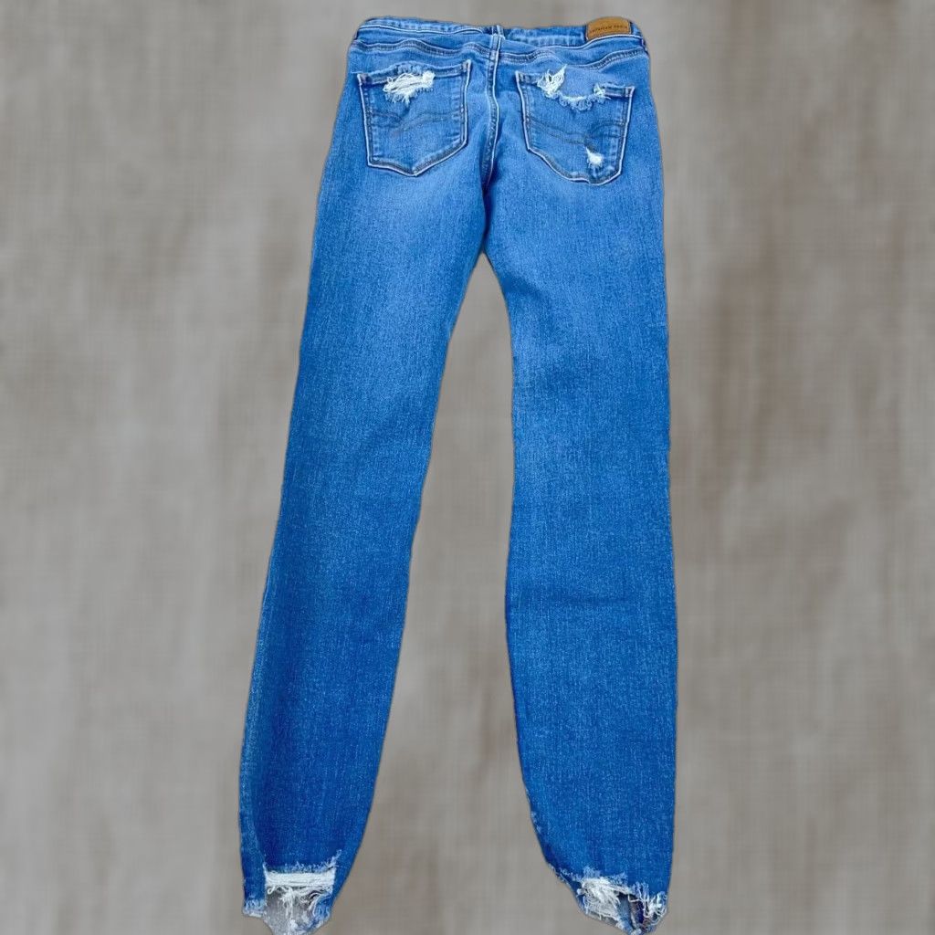 American Eagle Outfitters American Eagle Jegging Jeans Women 4 Medium Blue Distressed 5-Pocket Stretch Pants Size 27" / US 4 / IT 40 - 1 Thumbnail