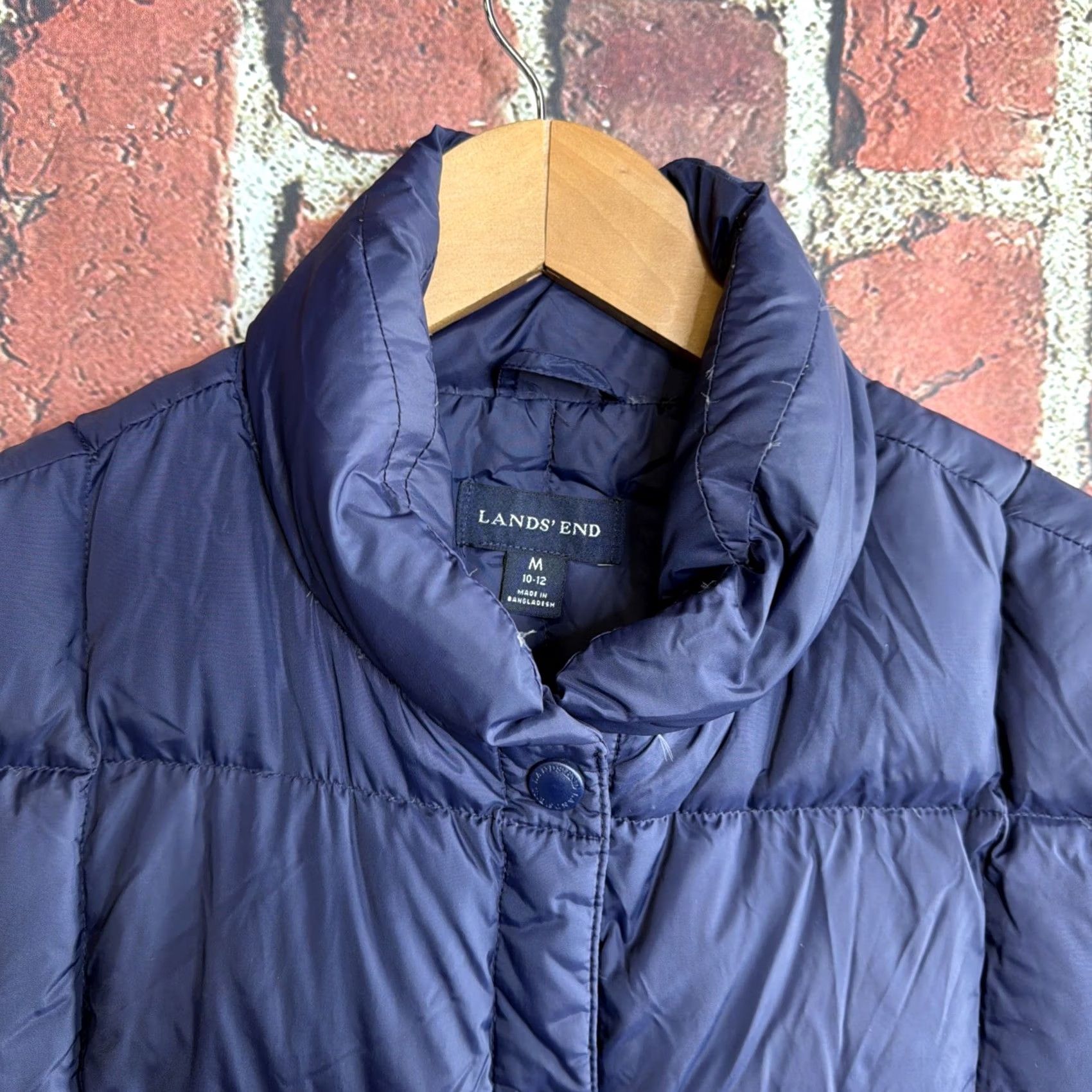 Lands' End Lands' End Puffer Vest Women M Blue Reversible Down Outdoor Vest Short Sleeveless 90s Nature Retro Ski Hiking Camp Trail Size M / US 6-8 / IT 42-44 - 2 Thumbnail