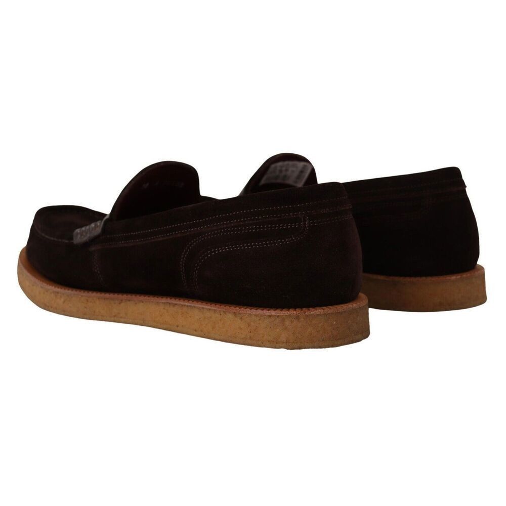 Dolce & Gabbana Dolce & Gabbana Elegant Suede Crocodile Loafers in Brown Size US 11 / EU 44 - 4 Thumbnail