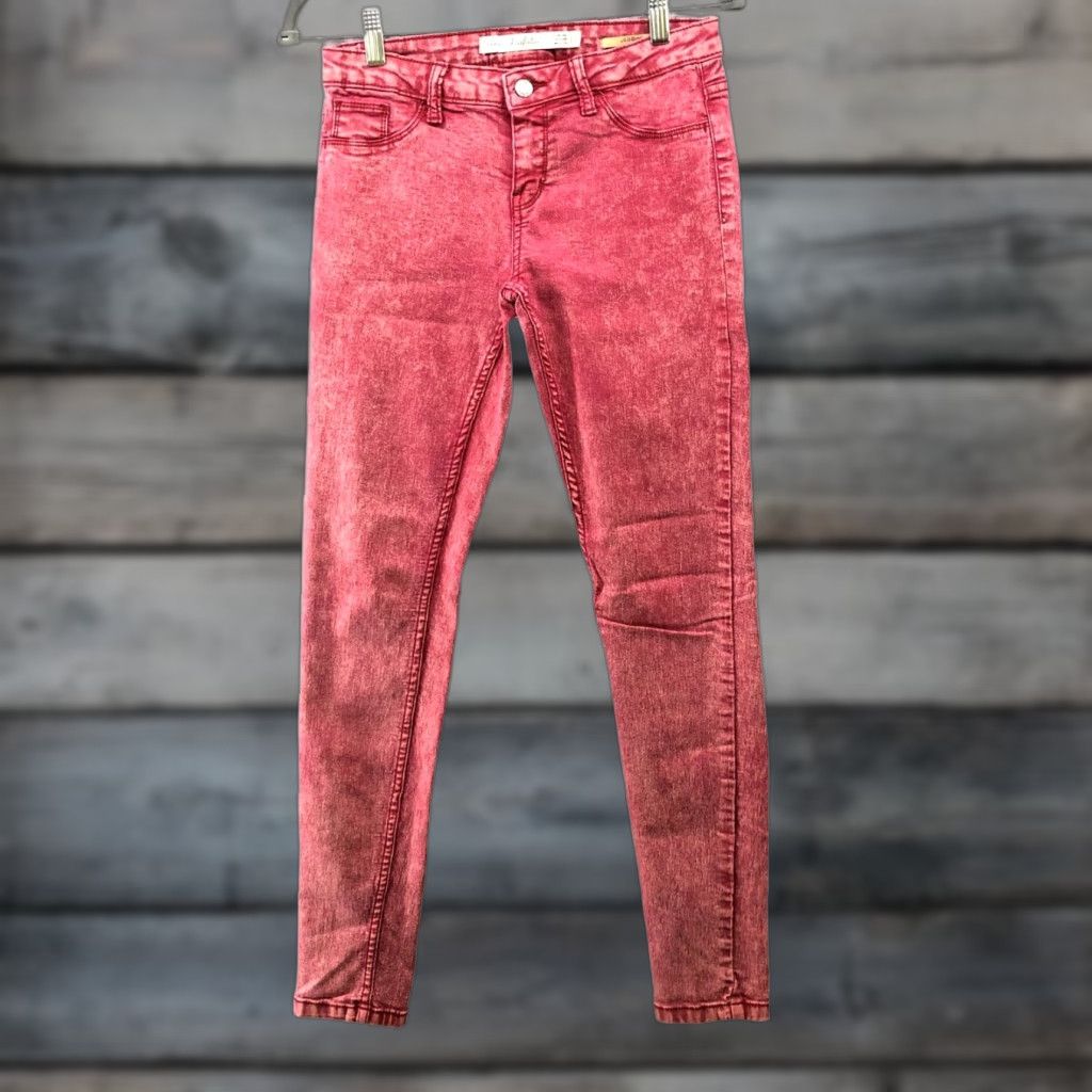 Zara Zara Pink Skinny Jeans Womens 4 Low Rise Stone Wash Vintage Wash Stretch Denim Jeans Womens Size 27" / US 4 / IT 40 - 1 Thumbnail