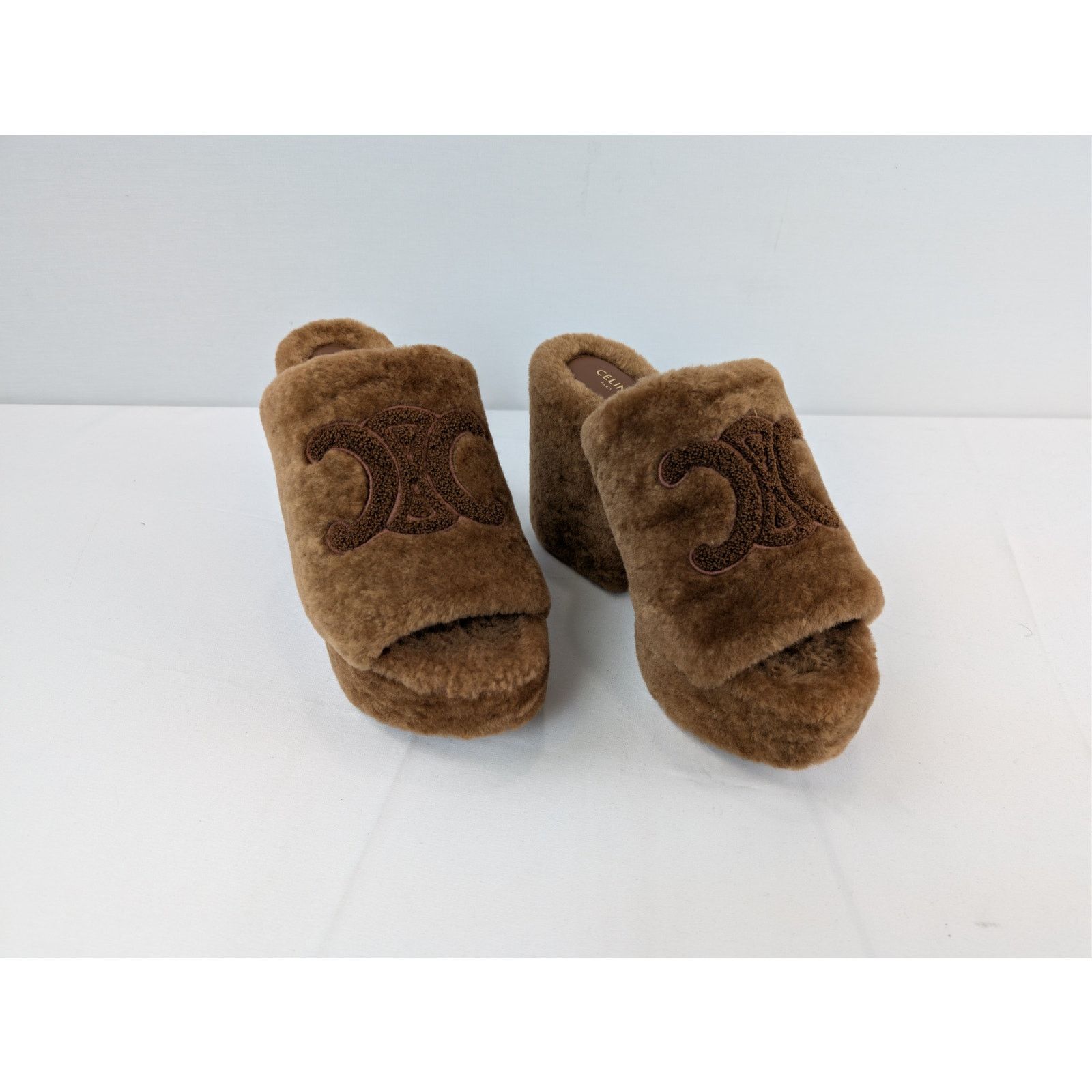 Celine o1rshd1 Elena Mule in Shearling Sandal slipper in Brown Size US 9 / IT 39 - 6 Thumbnail