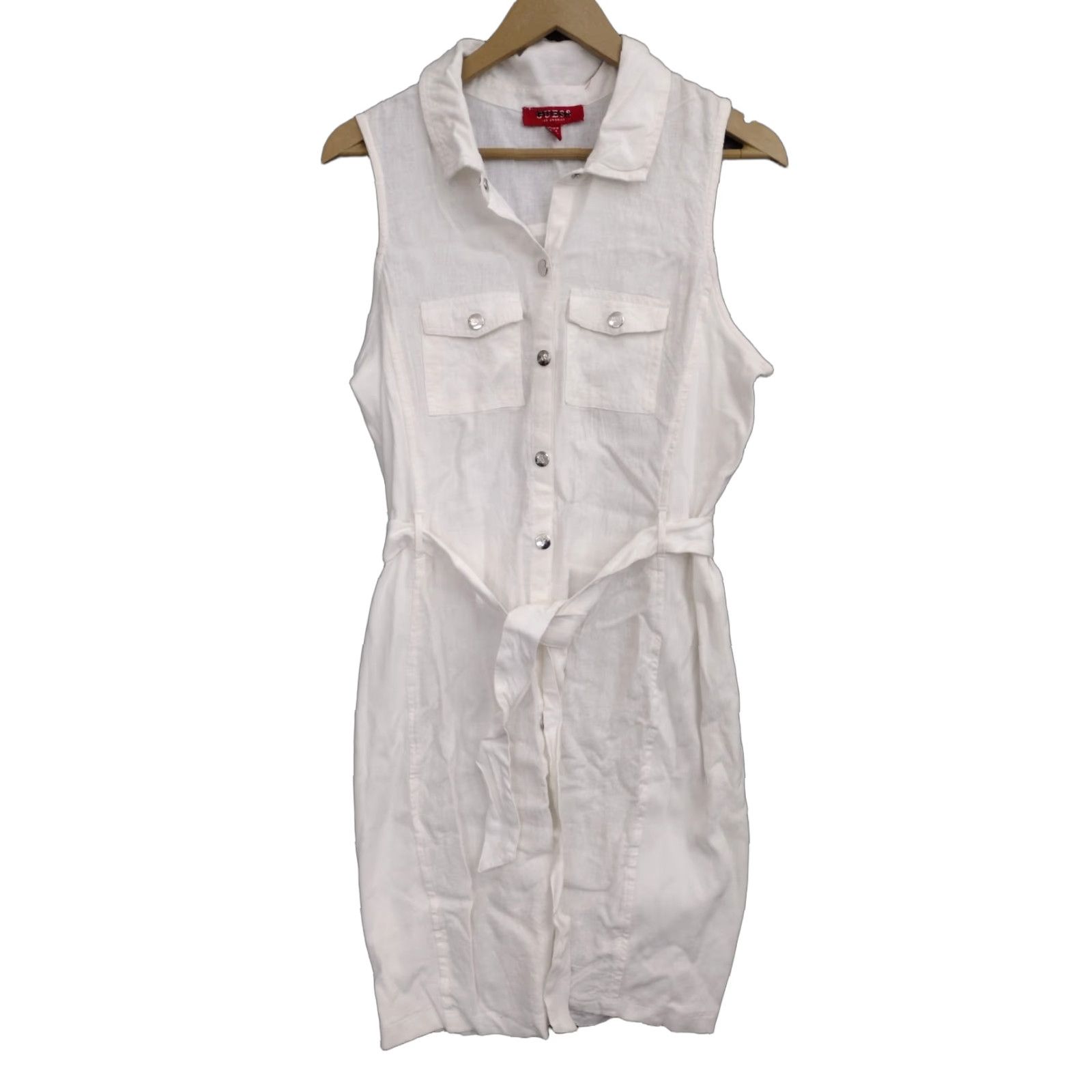 guess linen dress $118 Guess Women Pink Ribbed Linen Blend Sheath Midi Dress Size XS