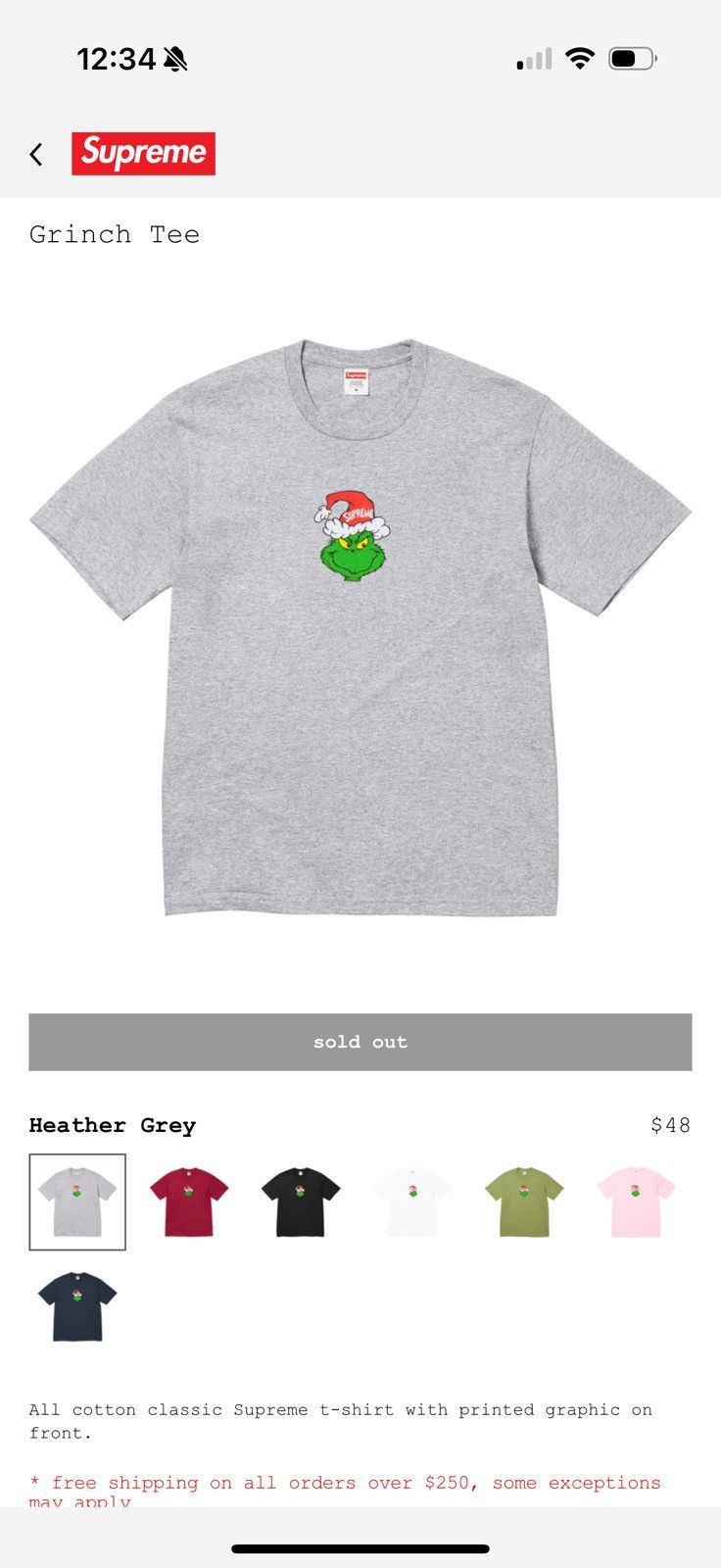 Supreme Supreme Grinch Tee Holiday Tee 2024 | Grailed
