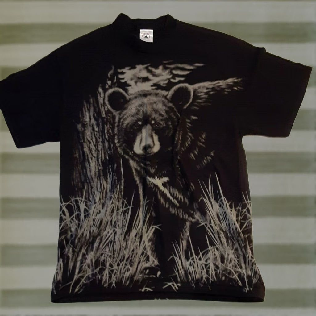 Delta VINTAGE Grizzly Mama Bear Wildlife T-Shirt LG Black Delta Nature Front&Back Size US L / EU 52-54 / 3 - 1 Thumbnail