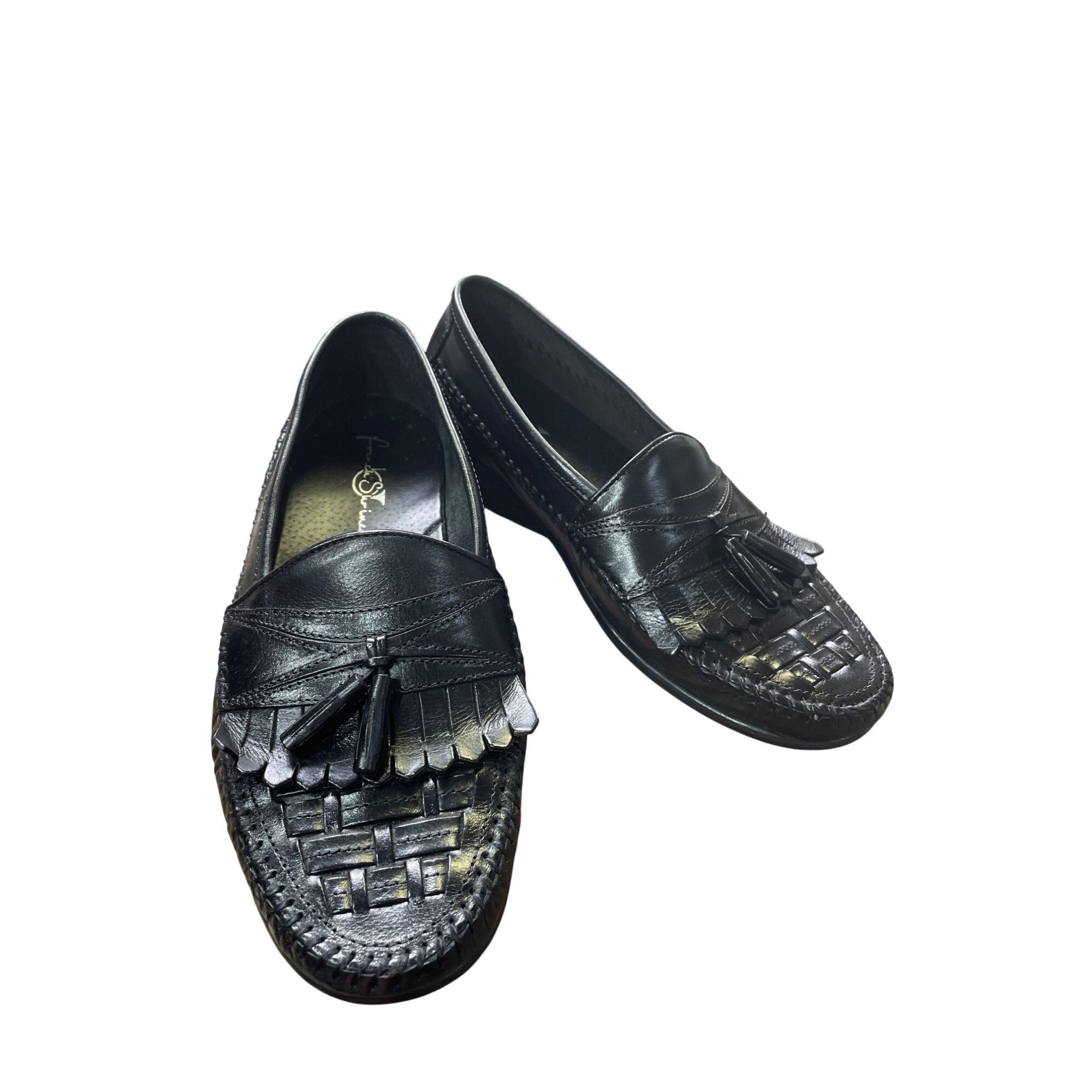 Designer French Shriner Black Leather Tasseled Slip-On Loafers Mens S Size US 8.5 / EU 41-42 - 1 Thumbnail