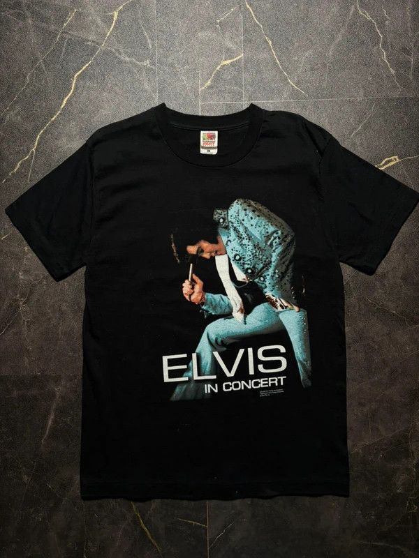 Fruit Of The Loom Elvis Presley 1996 Black Tee Shirt vintage retro Size US L / EU 52-54 / 3 - 6 Thumbnail