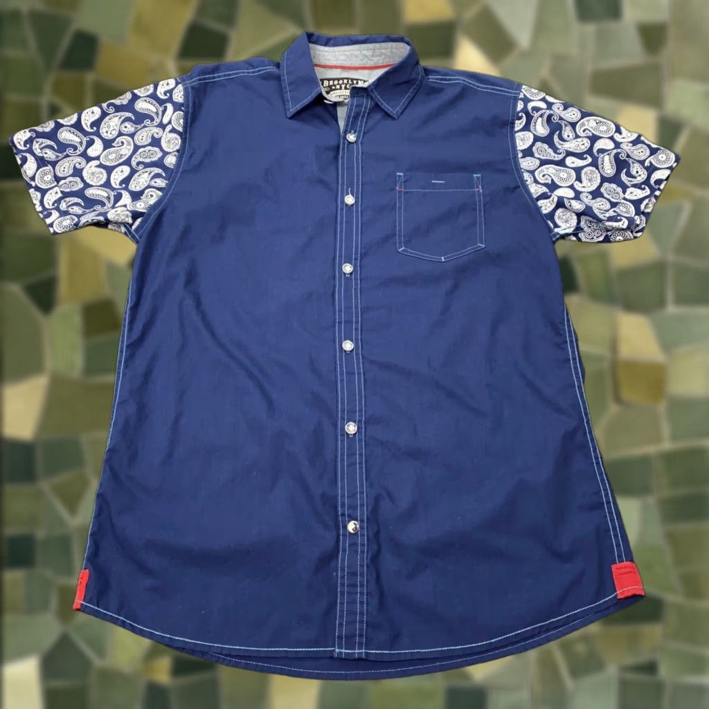 CO Drill Clothing Shirt Medium Blue Button Up Brooklyn NYC Collection Paisley Mens Regular Blue Paisley Classic Button-Up Size US M / EU 48-50 / 2 - 1 Thumbnail