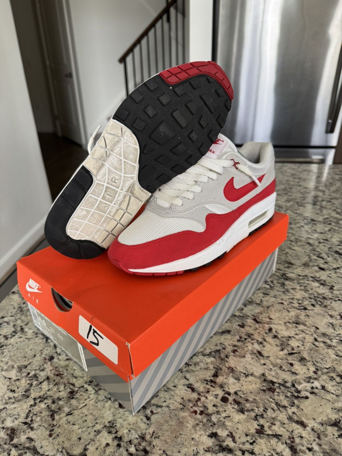 Nike Nike Air Max 1 “Anniversary Red” 2018 Size US 8 / EU 41 - 7 Thumbnail