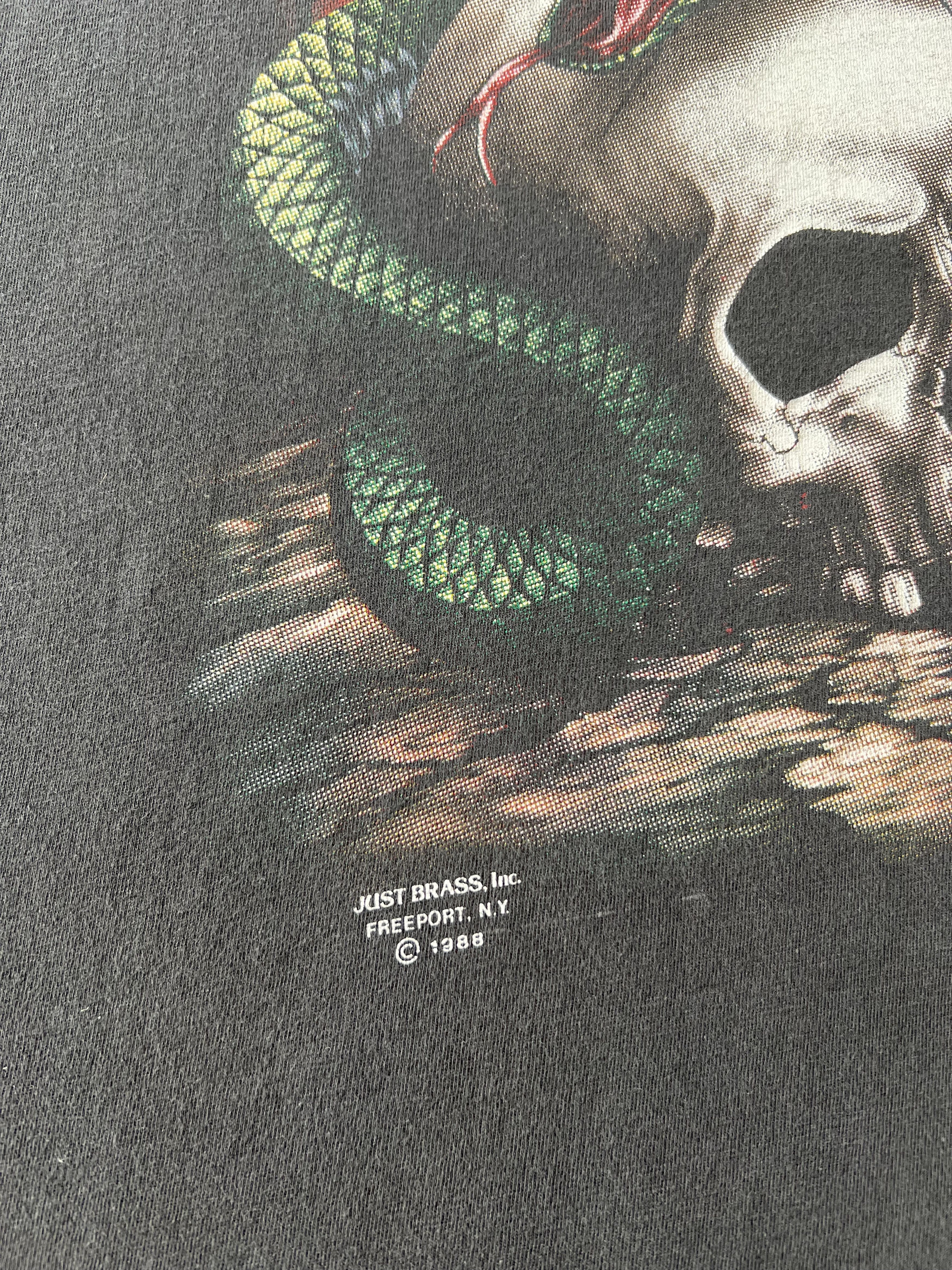 Vintage Vintage 1988 Just Brass Snake Skull 3D Emblem 90s T-shirt Size US M / EU 48-50 / 2 - 8 Thumbnail