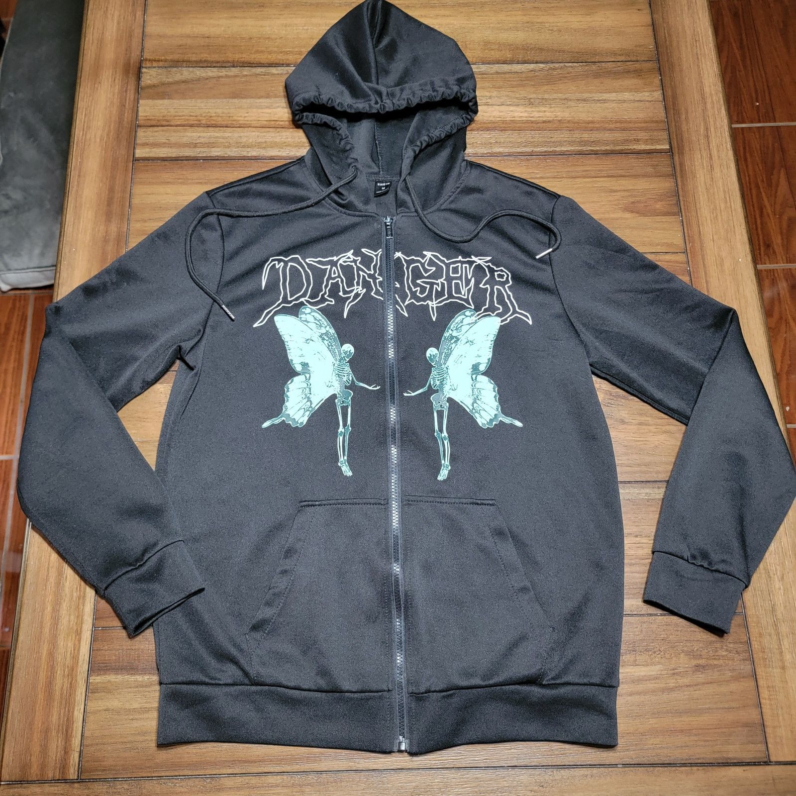 Shein Shein LS Full Zip Gothic Hoodie Jacket "Danger" - Medium Size M / US 6-8 / IT 42-44 - 1 Thumbnail