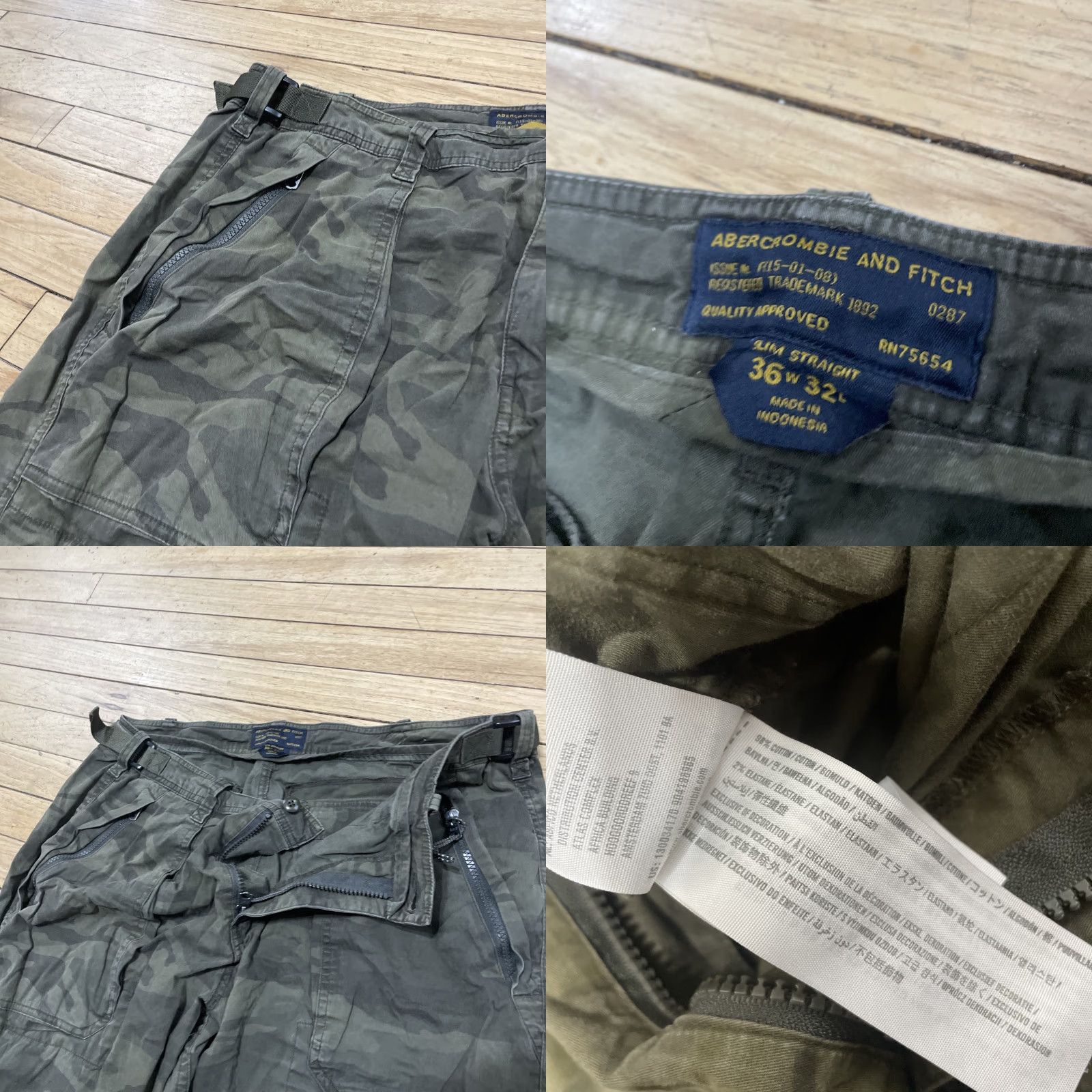 Abercrombie & Fitch VINTAGE Abercrombie & Fitch Military Camo Cargo Pants Men 36x32 Slim Straight Green Camouflage Cargo Pocket Zip Navy? Size US 36 / EU 52 - 9 Thumbnail
