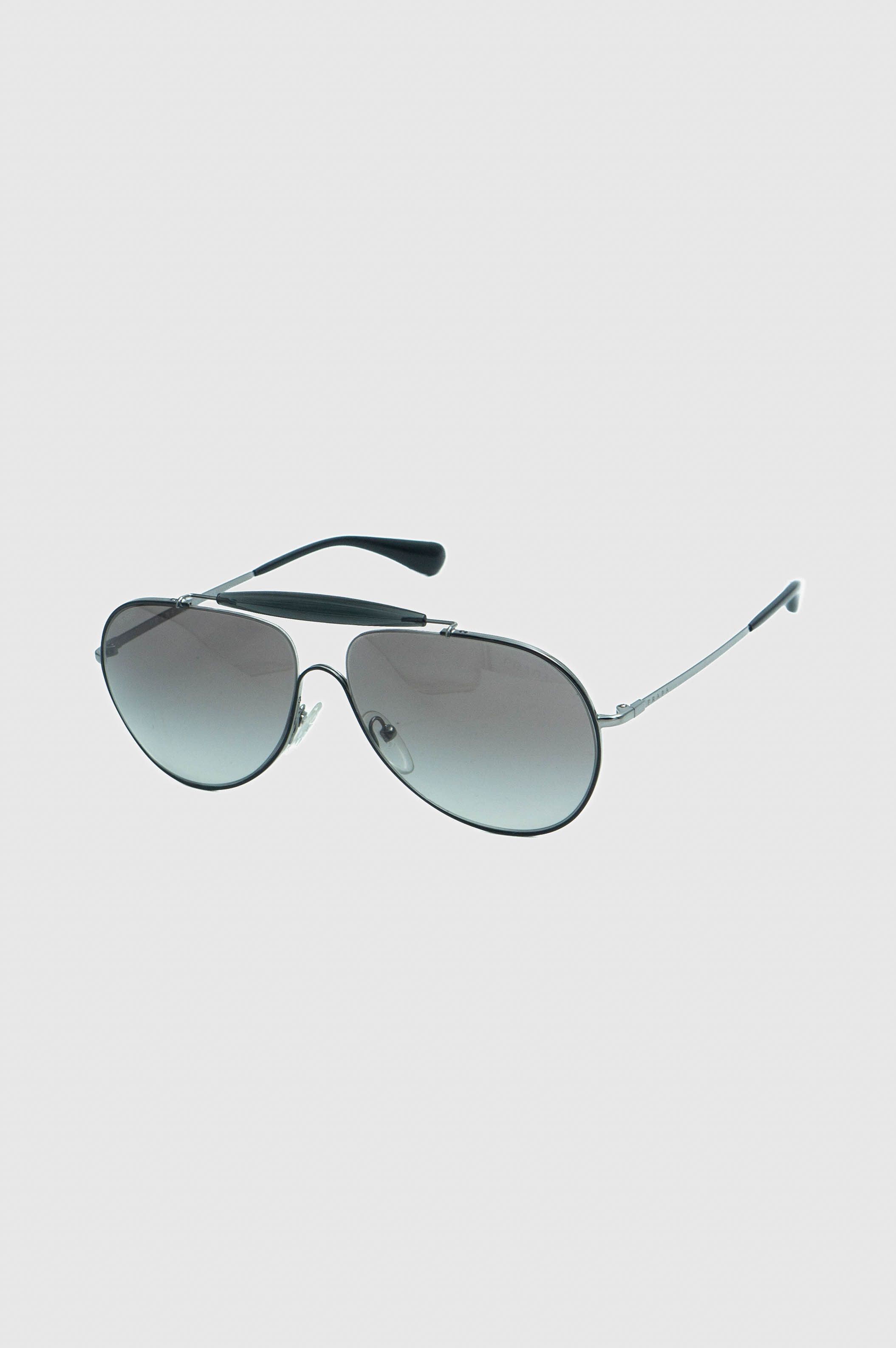 Prada 2000s 2024 Logo Black Aviator Sunglasses