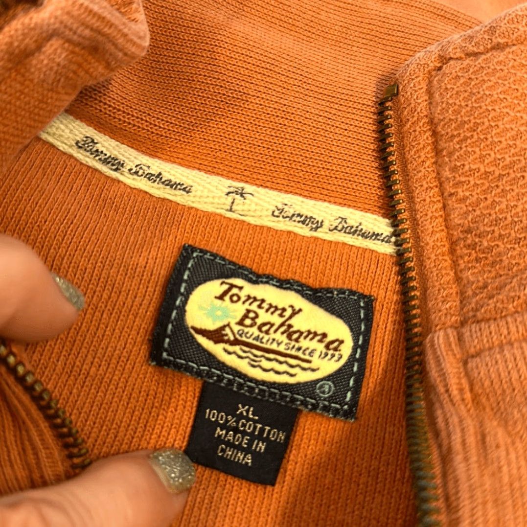 Tommy Bahama Tommy Bahama Shirt Men XL Orange Long Sleeve Mock Neck Quarter Zip Pullover Sweater Size US XL / EU 56 / 4 - 5 Thumbnail