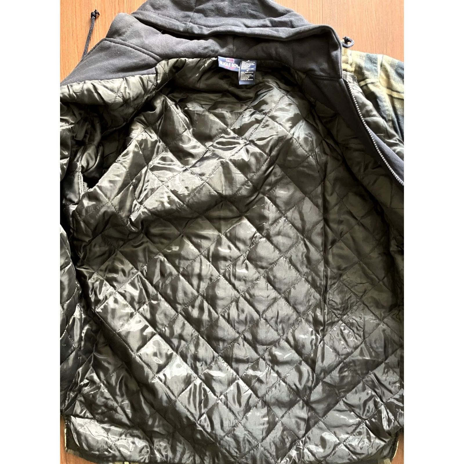 Bugle Boy VINTAGE Bugle Boy Plaid Quilted Lined Flannel Shirt Jacket Zip Hoodie M Mens Shacket Size US M / EU 48-50 / 2 - 4 Thumbnail