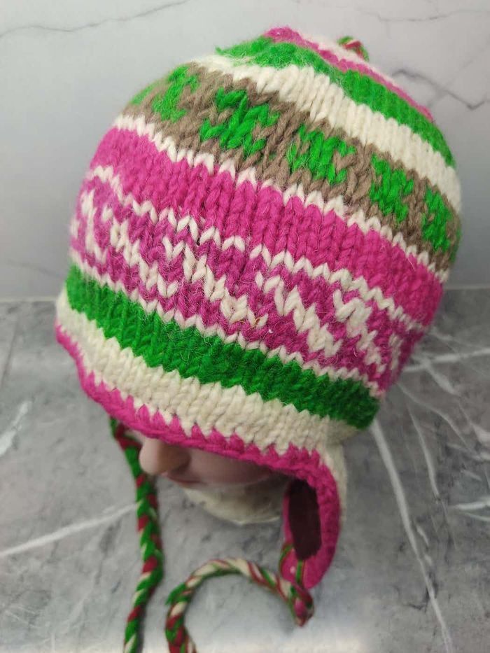 Japanese Brand Vintage Knit Wool Multicolour Beanie Size ONE SIZE - 3 Thumbnail
