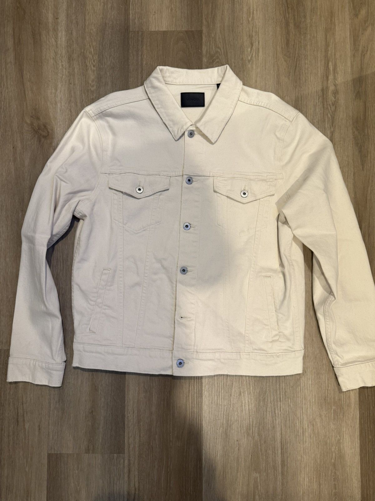 Vince Vince Cream Denim Trucker Jacket Size L RARE Size US L / EU 52-54 / 3 - 1 Thumbnail