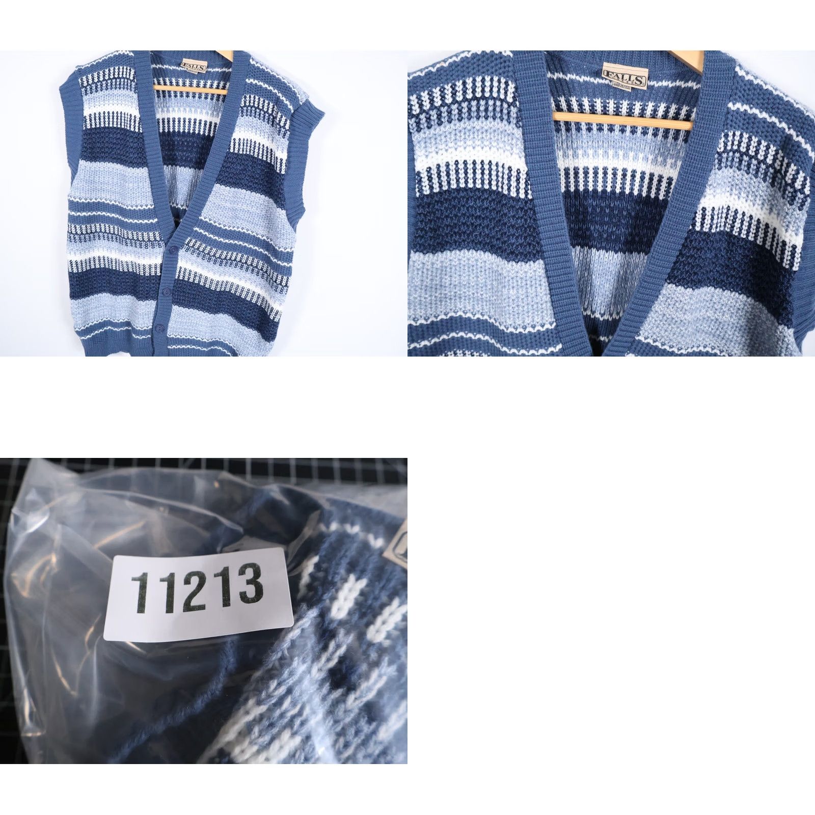 Vintage VINTAGE Falls Creek Sweater Vest Mens Large Blue Stripe Button Up Lightweight Acrylic Knit 90s Retro Casual Men Size US L / EU 52-54 / 3 - 8 Thumbnail