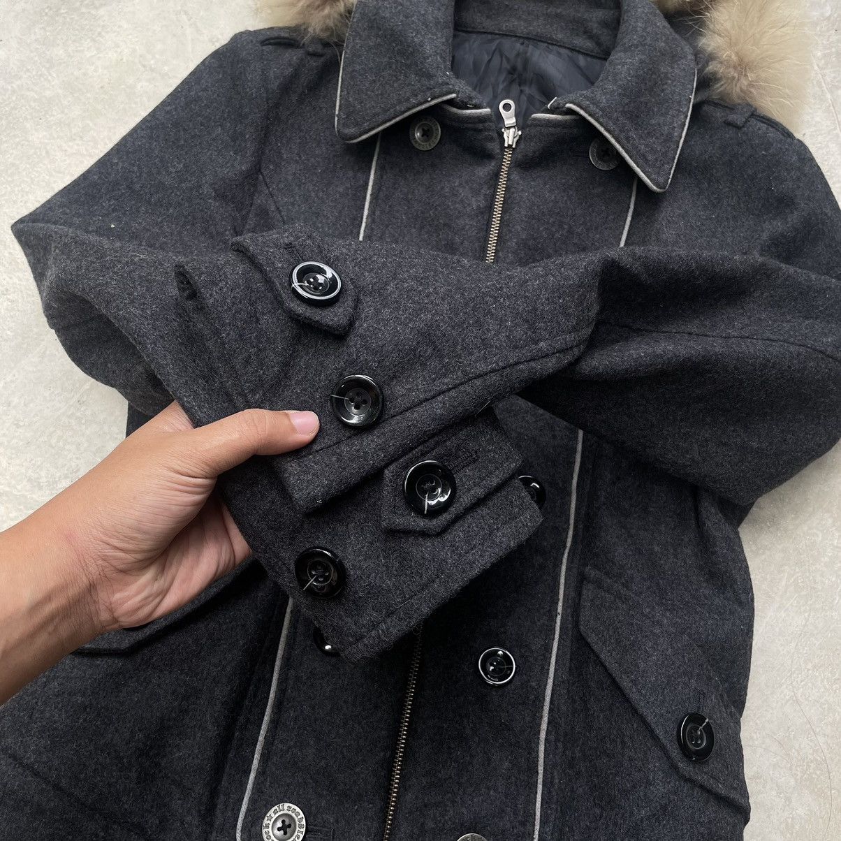 PPFM Archive🔥 PPFM Napolean Bondage Wool Fur Hood grey jacket Size US S / EU 44-46 / 1 - 8 Thumbnail