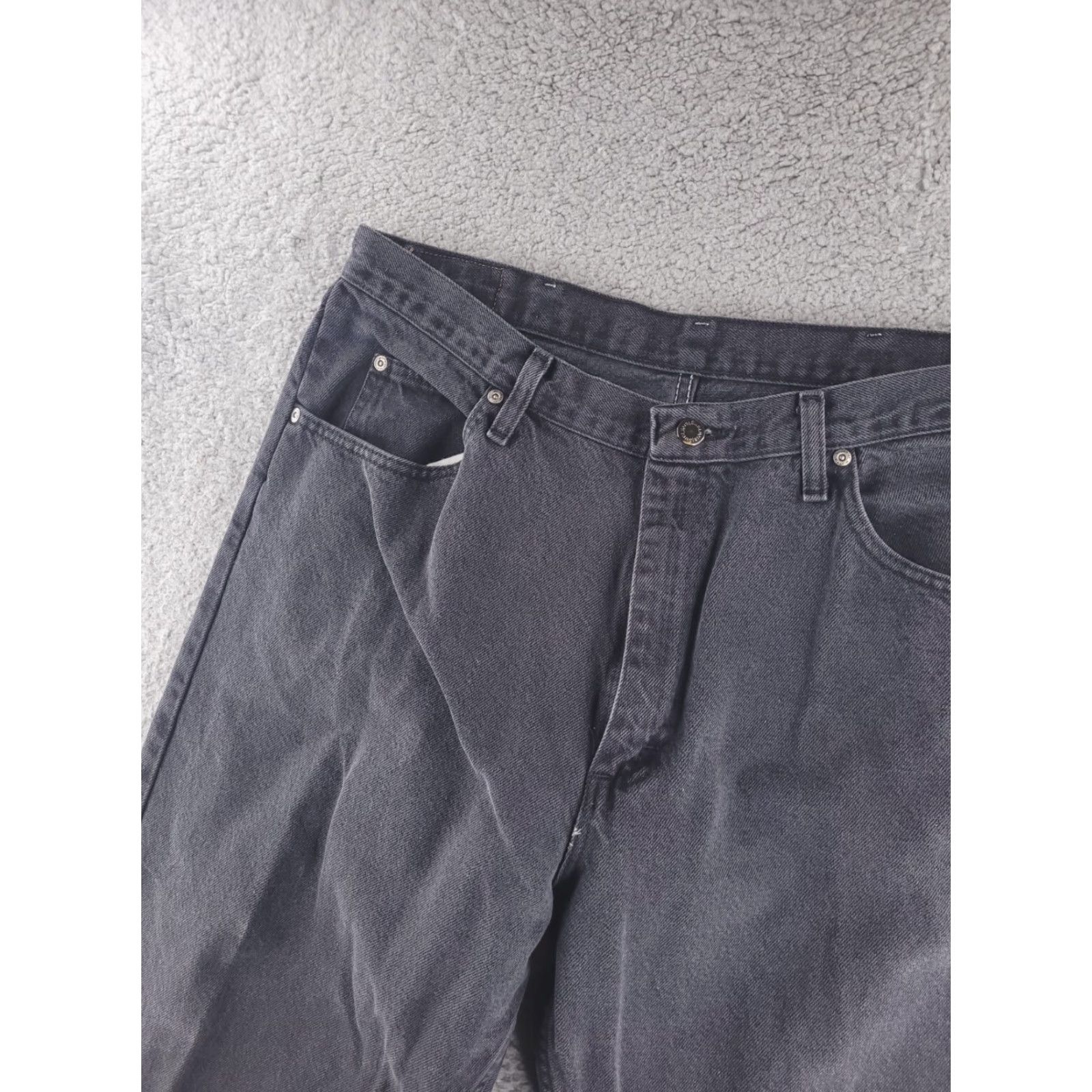 Wrangler VINTAGE Wrangler Jeans Mens 36x33 Black Distressed Faded Work Jeans Straight 36 Mens Black Distressed Work Jeans Size US 36 / EU 52 - 3 Thumbnail