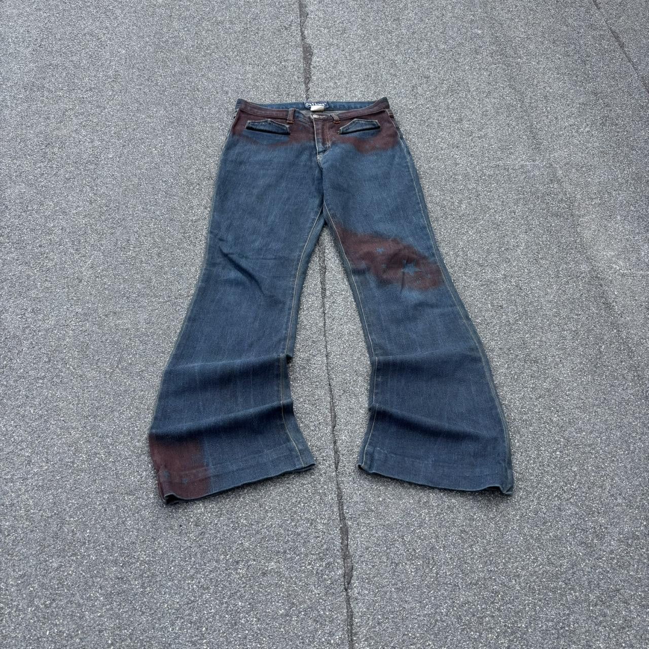 Japanese Brand × Vintage Vintage y2k 90s flared painted avant garde jeans Size US 32 / EU 48 - 1 Thumbnail
