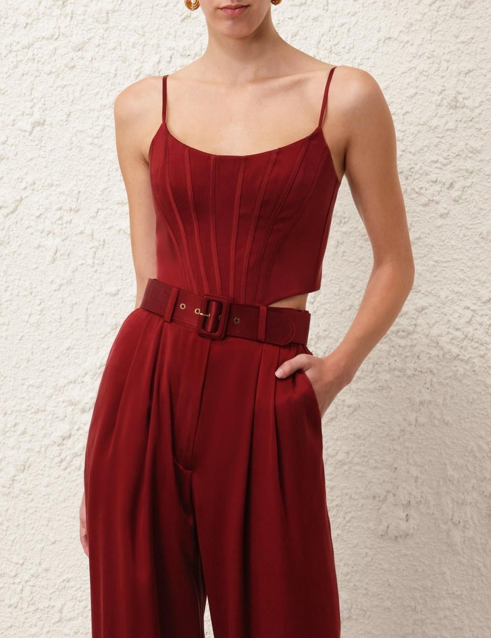 Zimmermann oc11z0825 Silk Corset Top in Burgundy Size M / US 6-8 / IT 42-44 - 5 Thumbnail