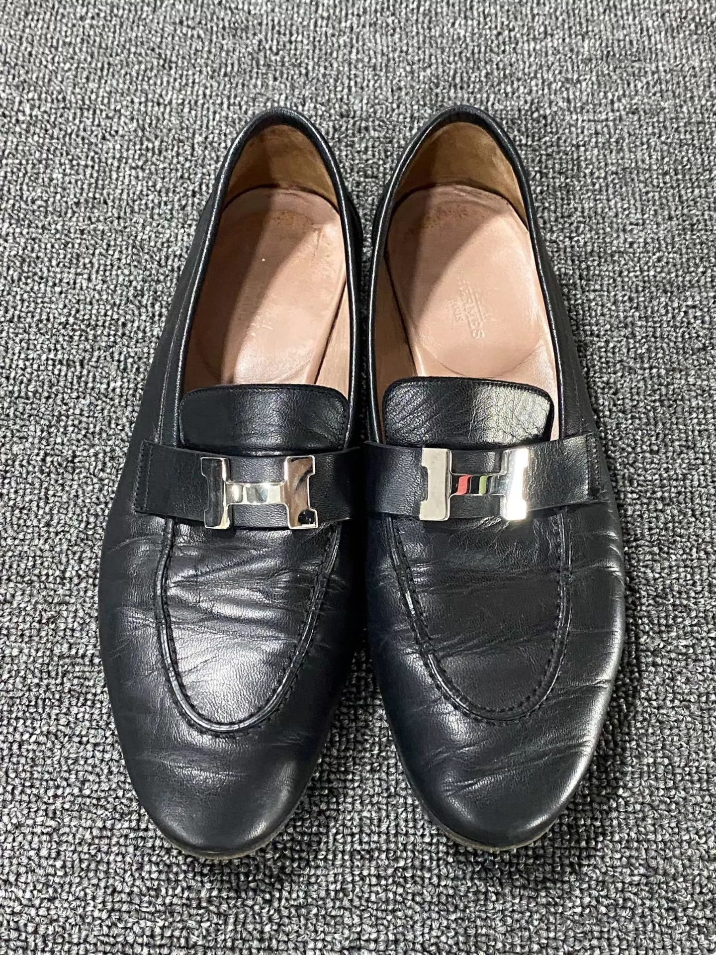 Hermes HERMES Black Leather Loafer 95 39 Size US 6 / EU 39 - 2 Thumbnail
