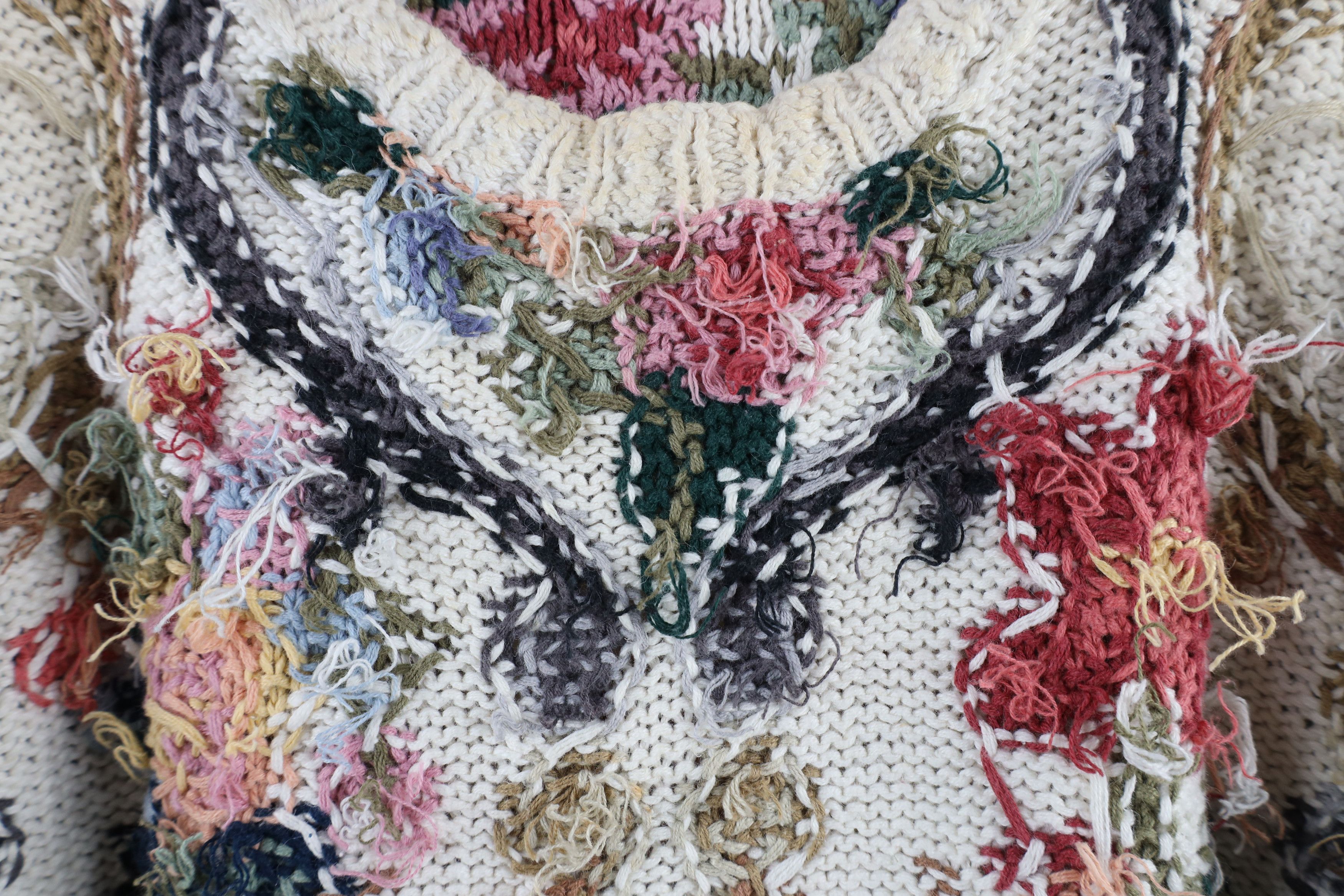 Vintage Vintage 90s Country Primitive Knit Flower Floral Sweater Size M / US 6-8 / IT 42-44 - 14 Thumbnail