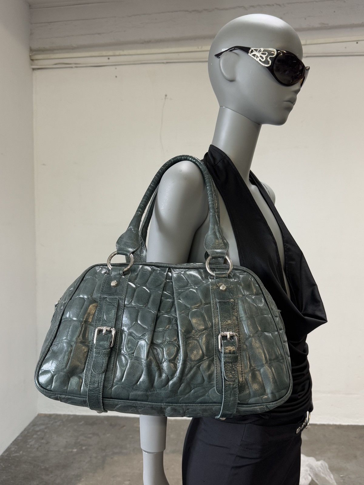 Y2K Grunge Faux Leather Belted Bag - Litlookz Studio