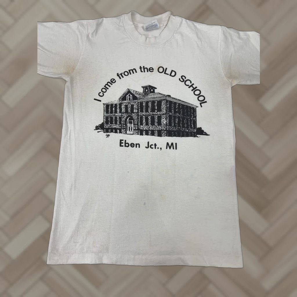 Hanes VINTAGE Hanes T-Shirt I Came From The Old School 50/50 Crew Neck Short Sleeve White S Unisex 1990s Graphic Tee Size US S / EU 44-46 / 1 - 1 Thumbnail