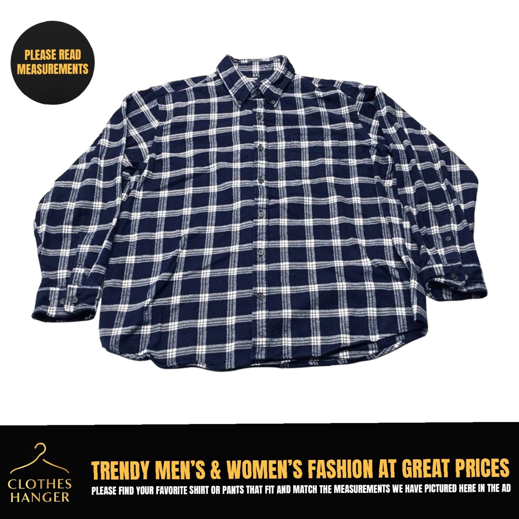 Lands' End VINTAGE Lands' End Flagship Flannel Shirt Mens XL Blue White Plaid Traditional Fit 8407 Size US XL / EU 56 / 4 - 2 Thumbnail