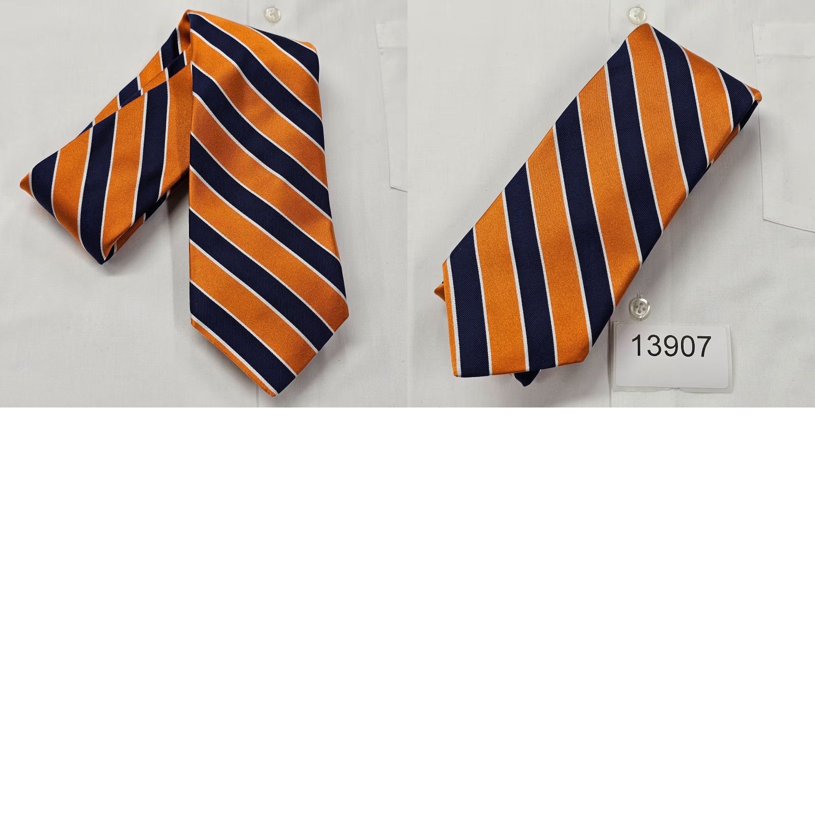Ike Behar IKE BEHAR Necktie Mens Blue Orange Striped Classic Silk Tie 58.5" X 3.5" Designer Office Handmade USA Mens Size ONE SIZE - 8 Thumbnail