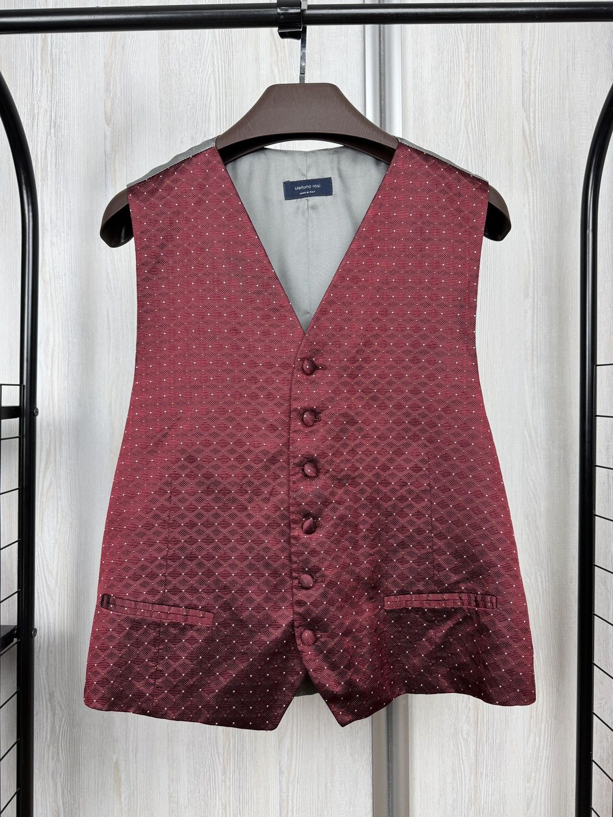 Stefano Ricci Stefano Rosi red silk pattern dot classic vest tailoring Size 42R - 2 Thumbnail