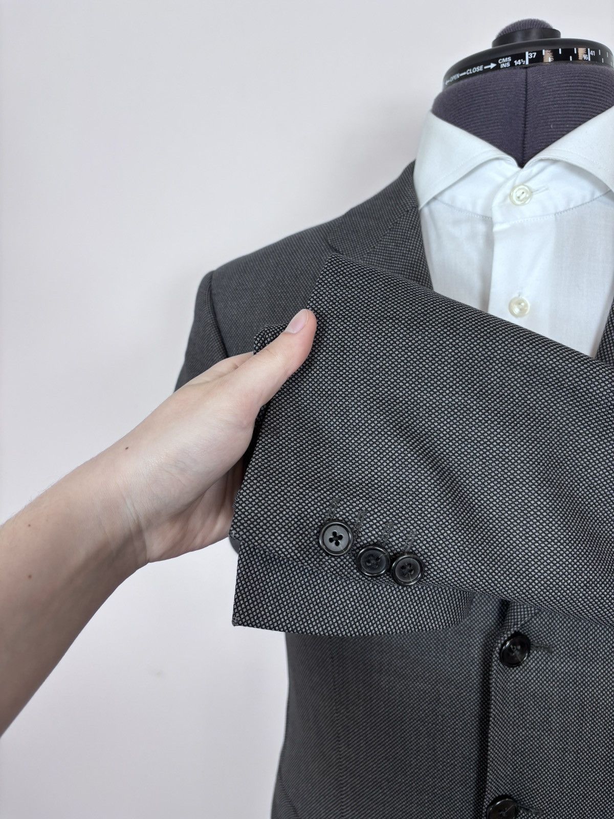 SCABAL Scabal Men’s Grey Wool Blazer Jacket 3-Buttons Classic Size 46R - 10 Thumbnail