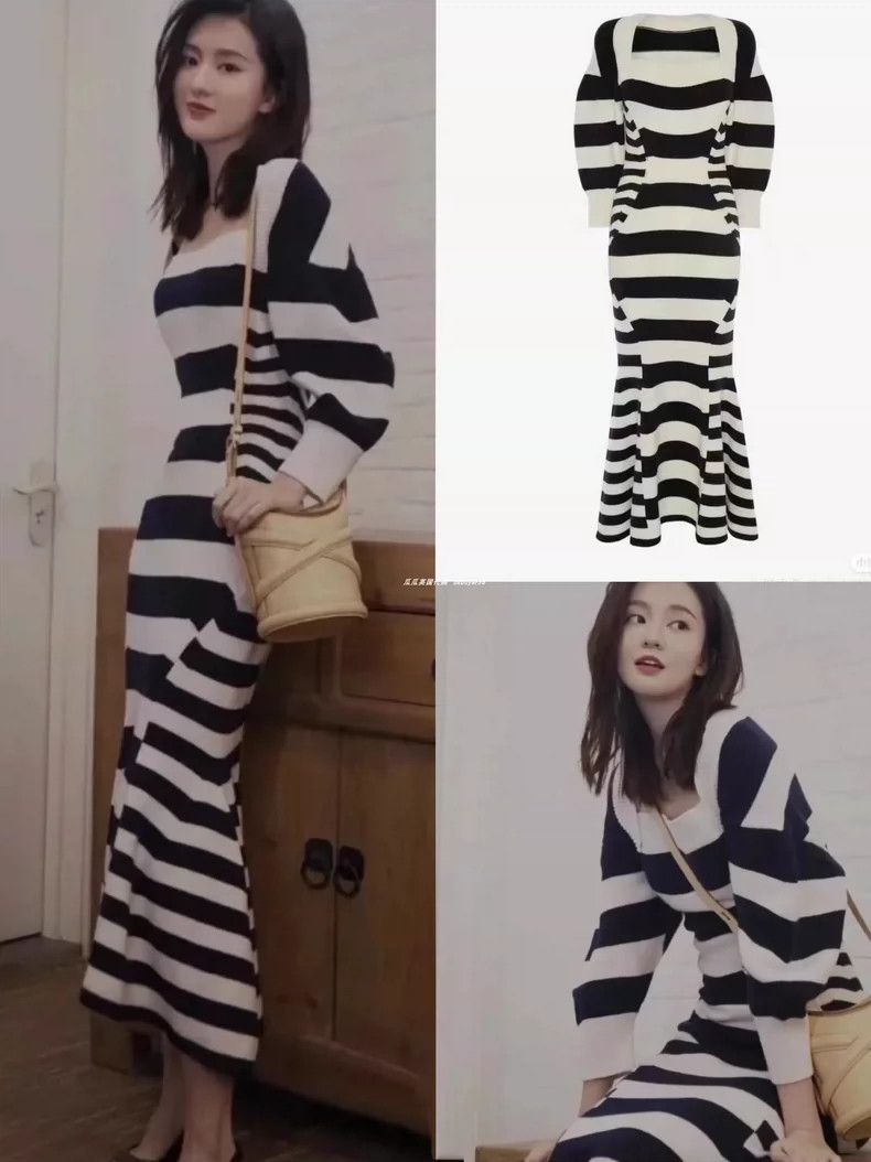 Alexander McQueen Alexander McQueen Wool Cashmere Striped Dress- DMC Size 30" / US 8 / IT 44 - 1 Thumbnail