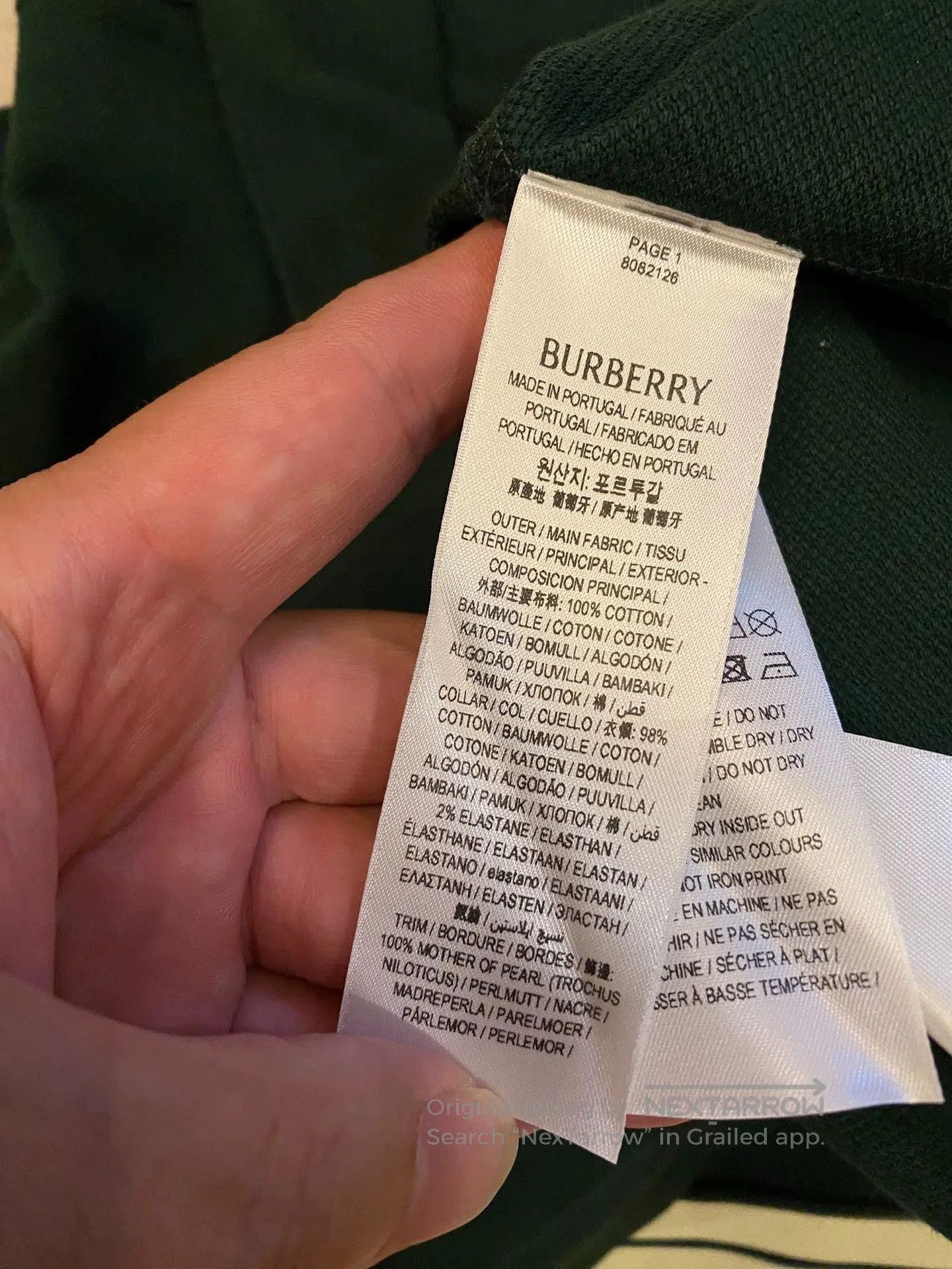 Burberry Green Polo Shirt with Striped Cuffs. Size US M / EU 48-50 / 2 - 9 Thumbnail