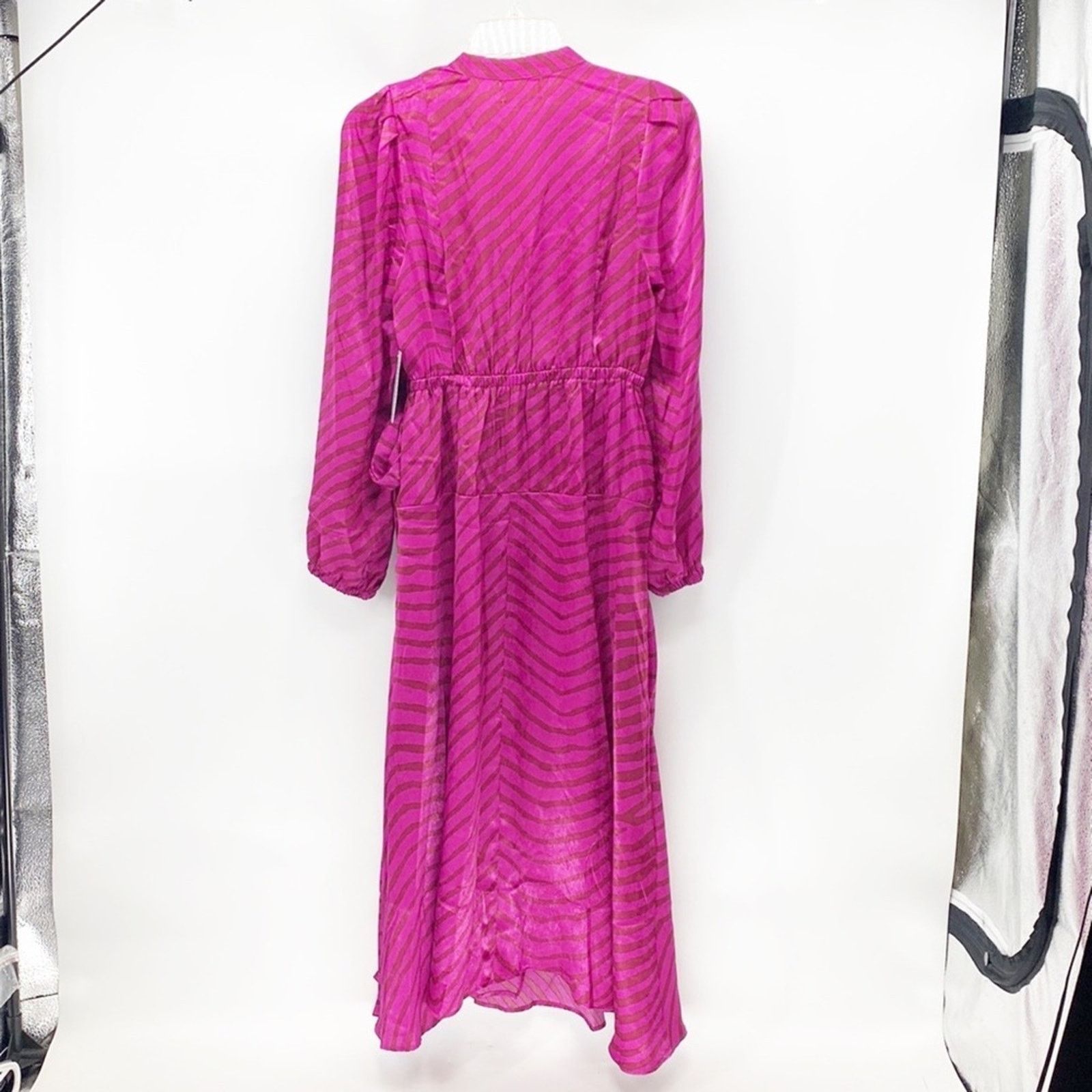 Other Melloday pink brown animal print faux wrap puff sleeve dress | Grailed