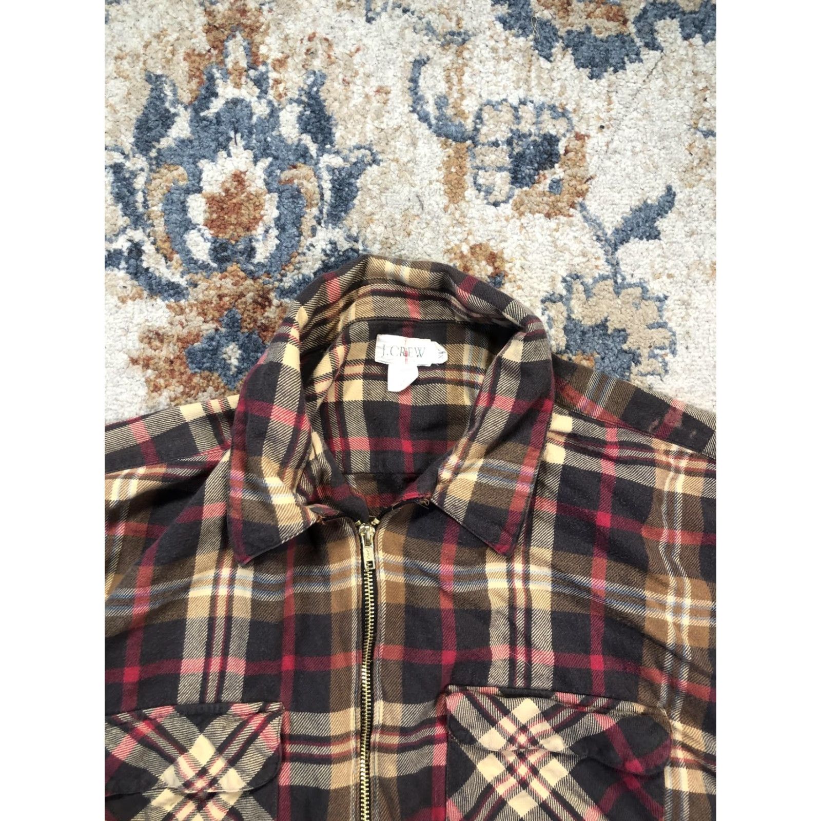 J.Crew J.Crew Oarsman Shirt Womens L Multicolor Plaid Cropped Flannel Zip Front Shacket Size L / US 10 / IT 46 - 2 Thumbnail