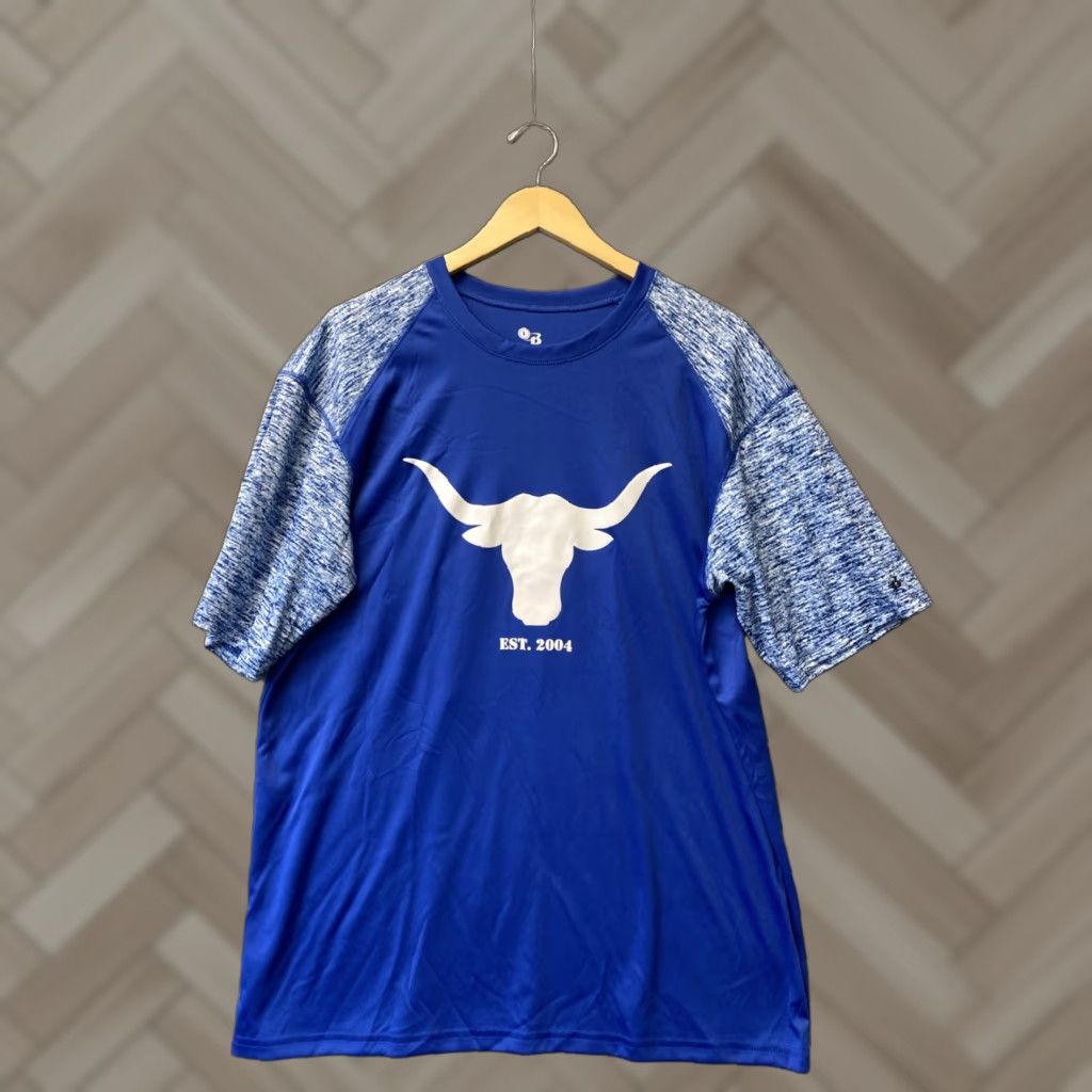 Vintage Badger Men Size Large Crew Neck T-Shirt Blue /143-36 Longhorns 2020-2029 Polyester Solid Short Sleeve Relaxed Regular Neck Size US L / EU 52-54 / 3 - 1 Thumbnail