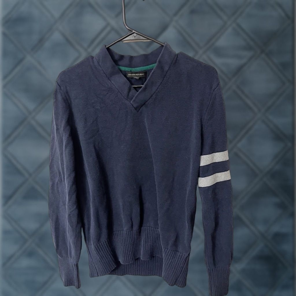 Banana Republic Banana Republic Sweater Adult Large Blue V-Neck Long Sleeve Pullover Knit Solid Size L / US 10 / IT 46 - 1 Thumbnail
