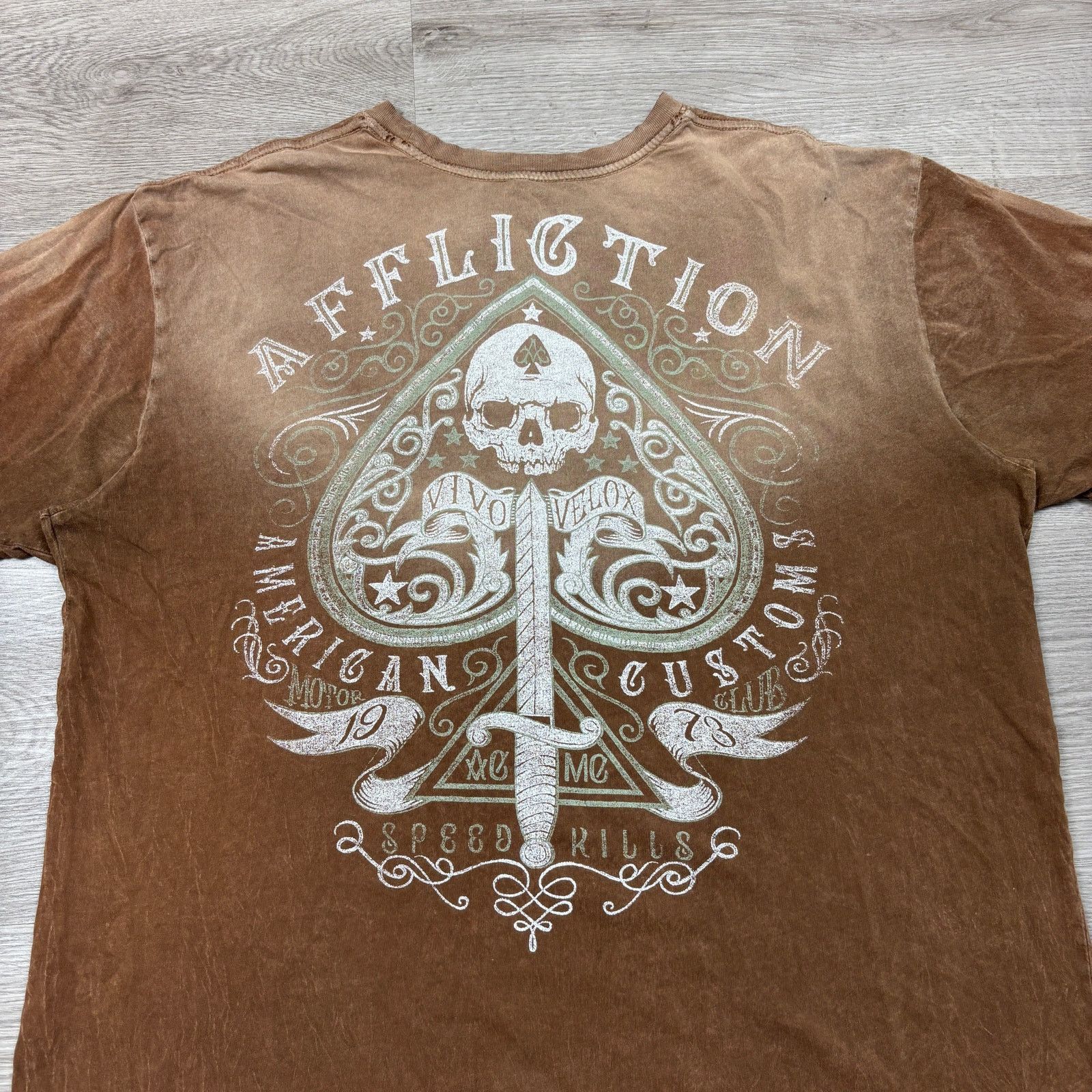 Affliction Affliction Motor Spirit Spade Dagger Faded T Shirt Men's 2XL Size US XXL / EU 58 / 5 - 4 Thumbnail